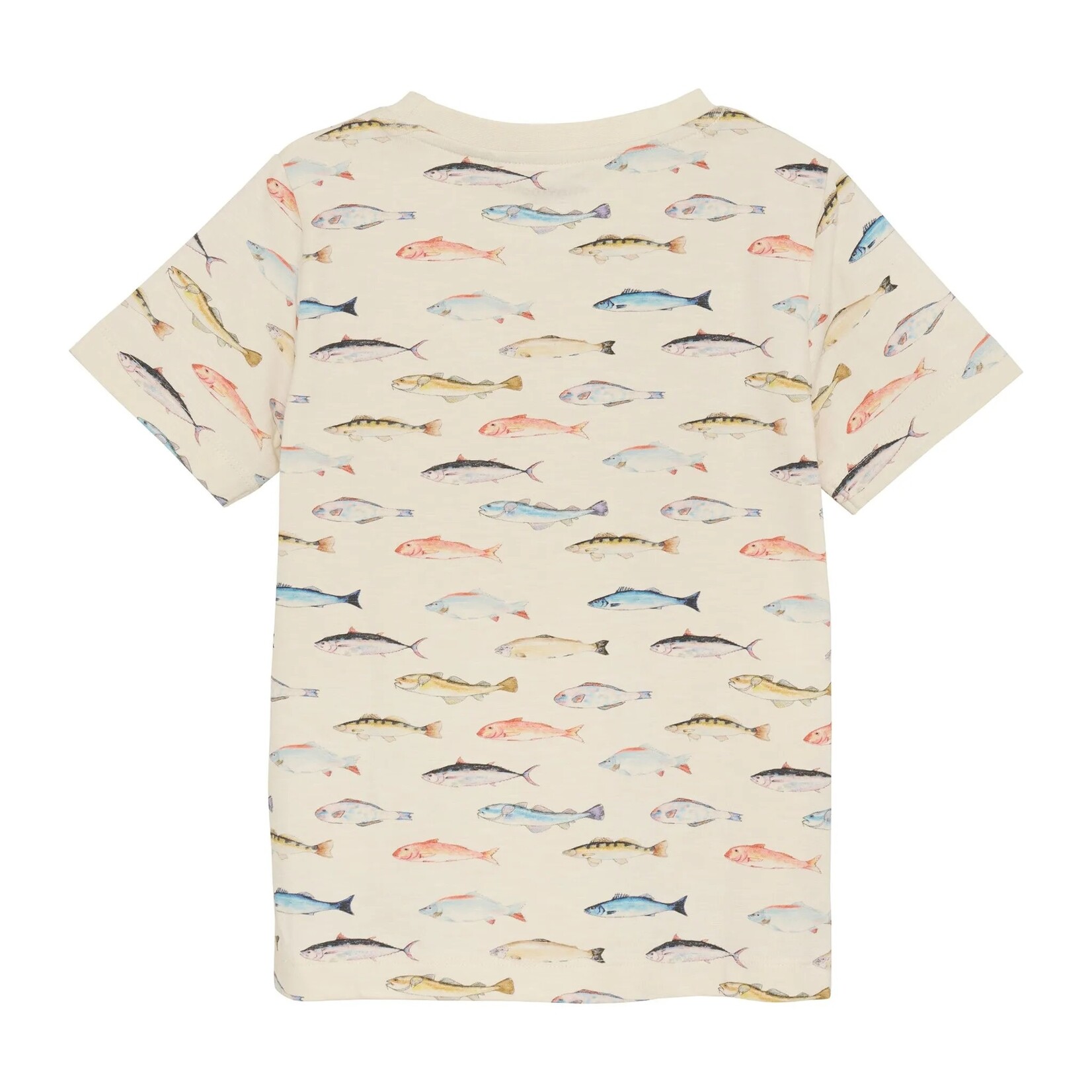 Minymo MINYMO - T-shirt blanc crème avec imprimé intégral de poissons