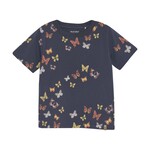 Minymo MINYMO - Navy blue T-shirt with soaring butterflies print