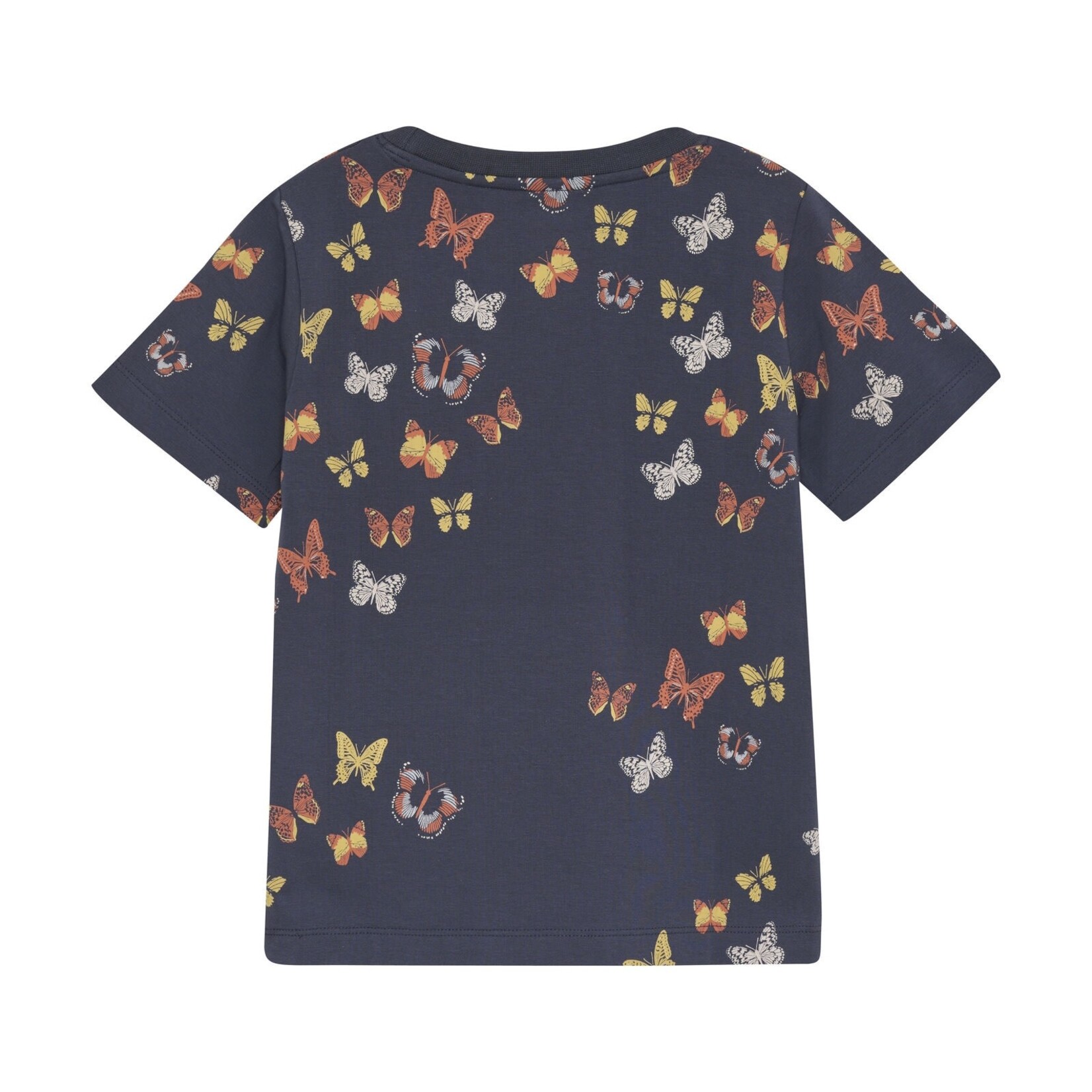 Minymo MINYMO - T-shirt bleu marine avec imprimé d'envolée de papillons