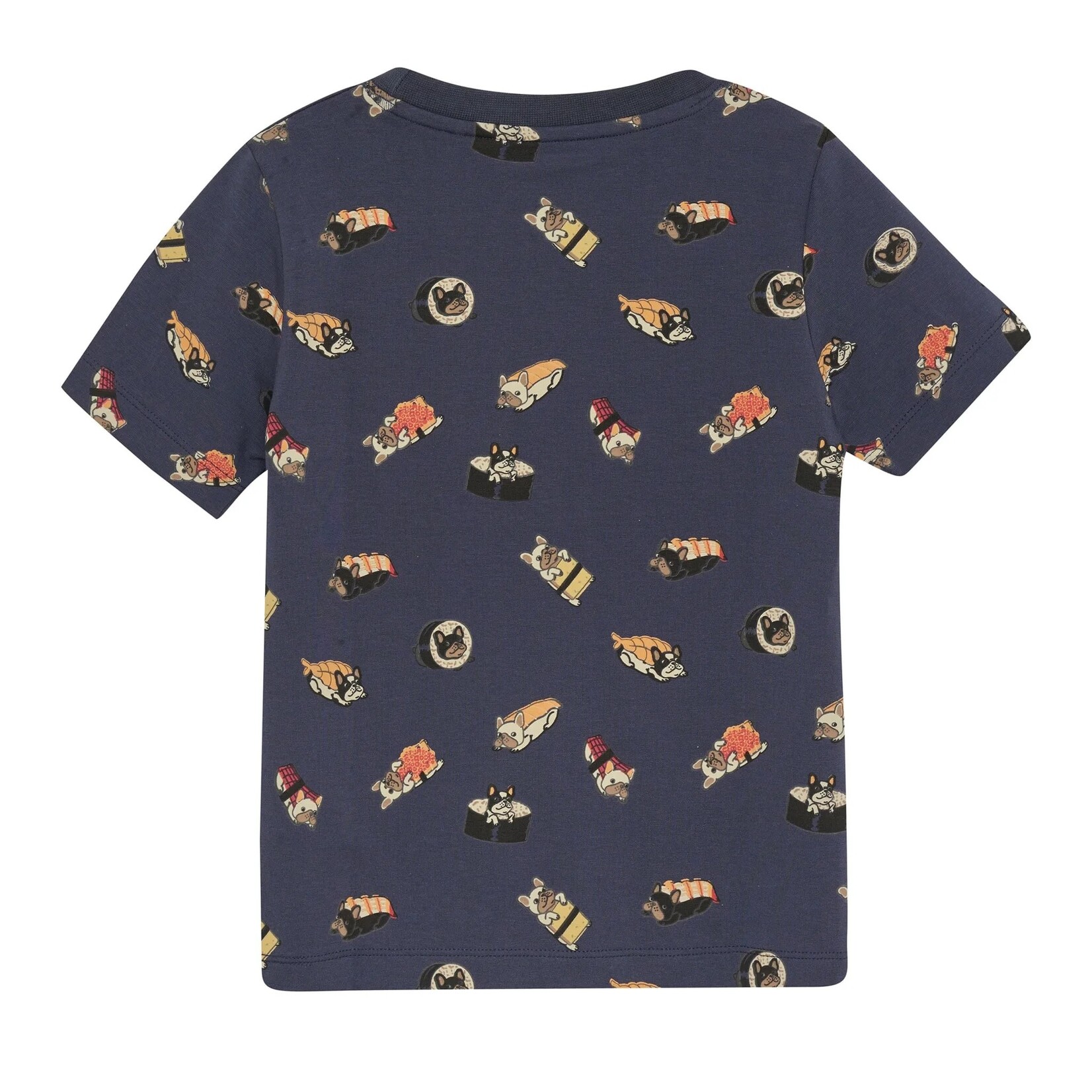 Minymo MINYMO - Navy T-shirt with allover sushi dog print