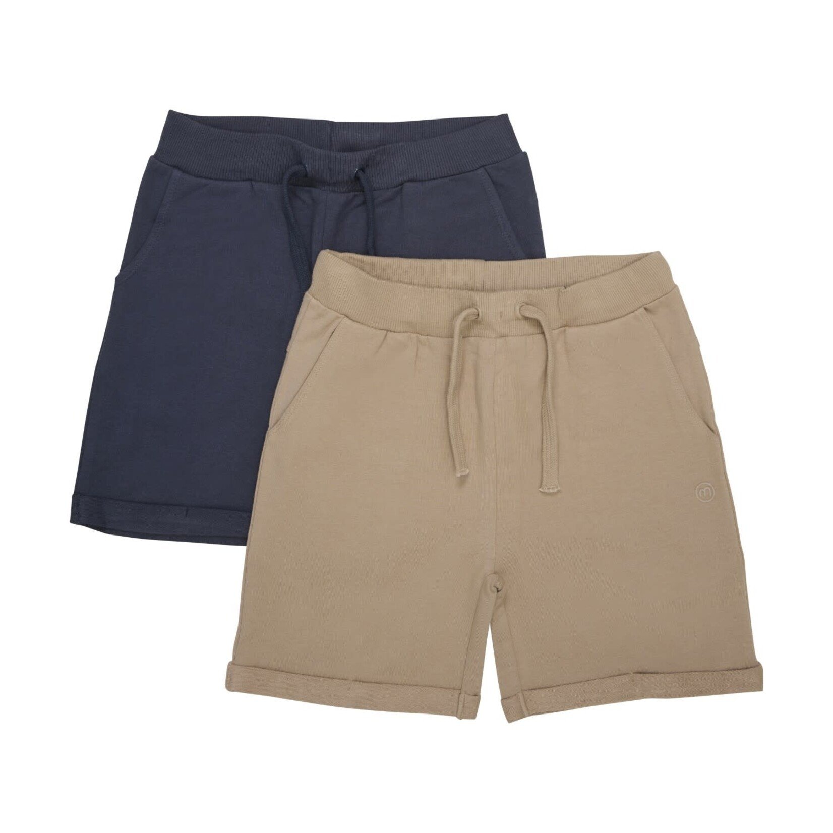 Minymo MINYMO - Set of 2 organic cotton shorts in navy blue and beige brown