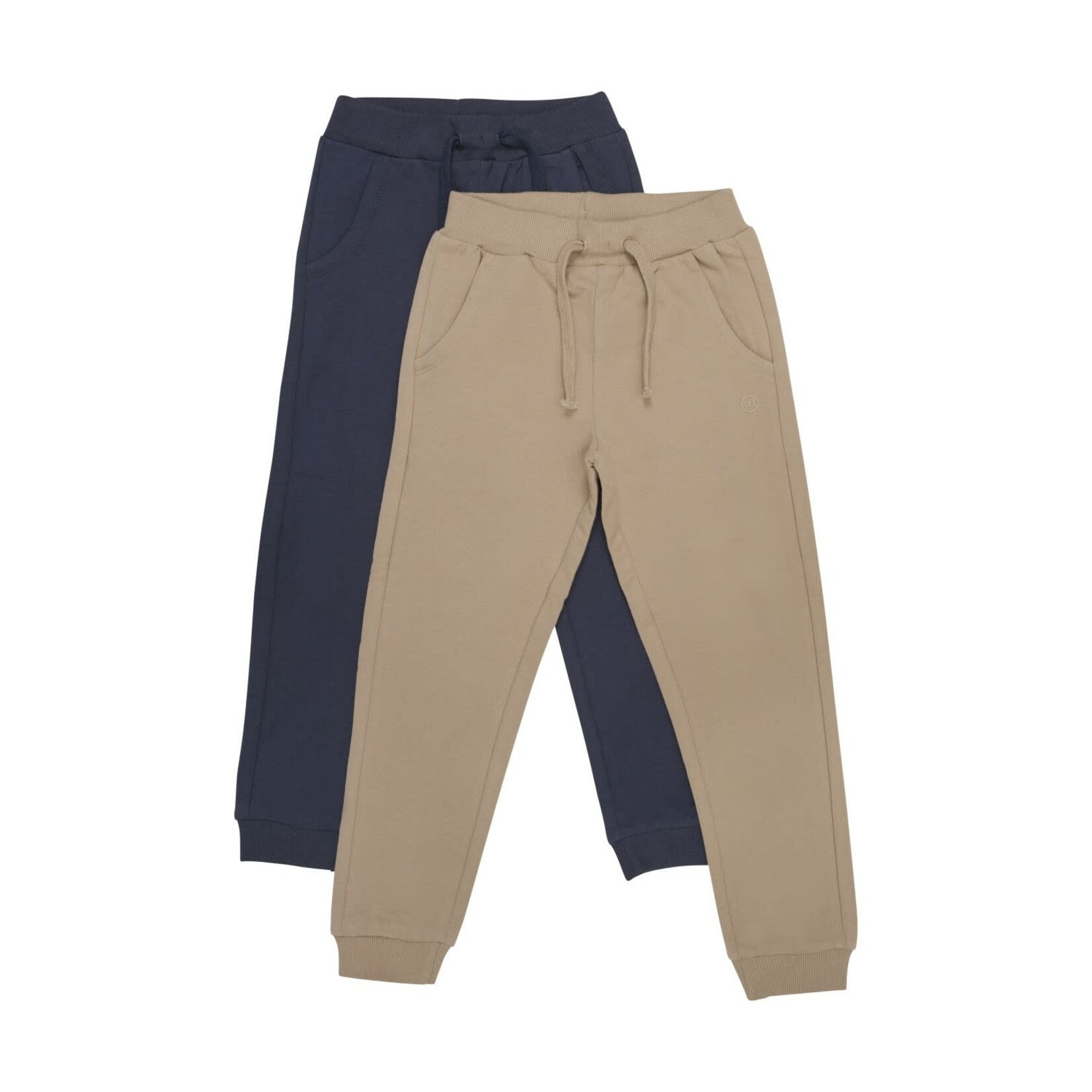 Minymo MINYMO - Set of 2 jogging pants in navy blue and beige brown organic cotton