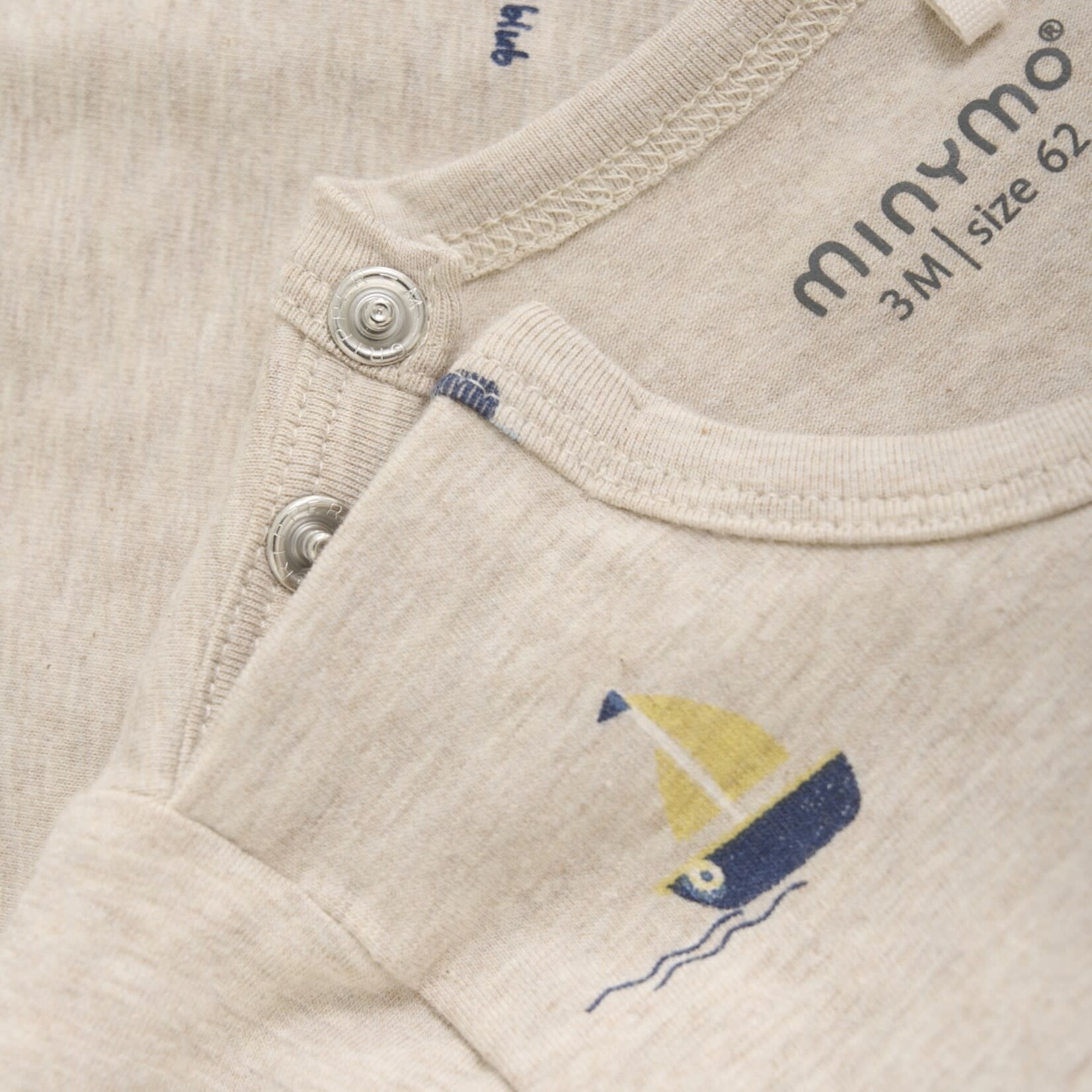Minymo MINYMO -  Beige Short Sleeve T-shirt with Boat and Fish Print