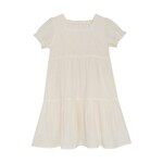 Enfant ENFANT - Cream white short-sleeved dress with English embroidery