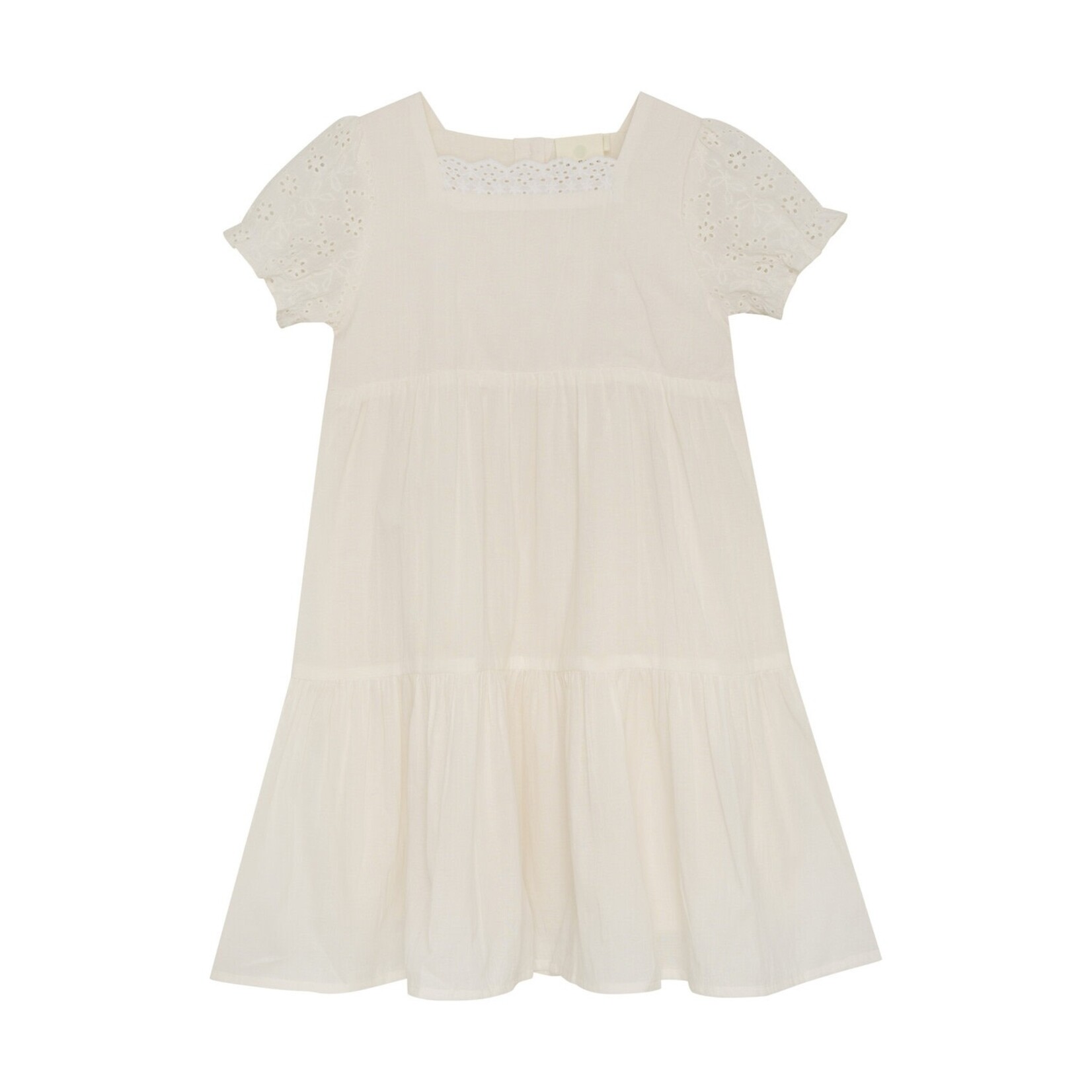 Enfant ENFANT - Cream white short-sleeved dress with English embroidery