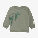 Enfant ENFANT - Chandail coton ouaté léger vert-de-gris avec imprimé de tortue