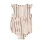 Enfant ENFANT - Creamy white ruffled sleeveless romper with peach pink and rosy red lines