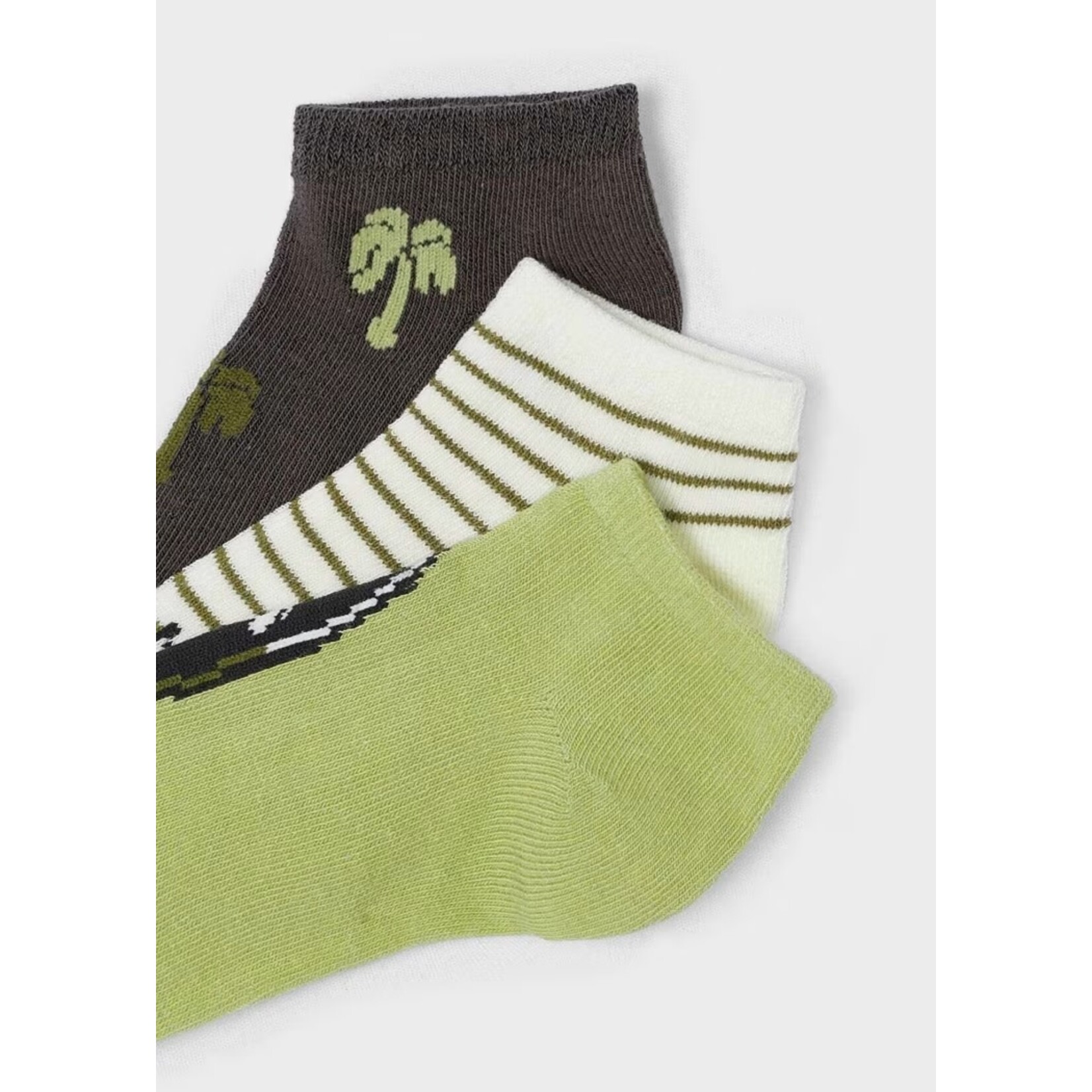 Mayoral MAYORAL - Lot de 3 paires de chaussettes courtes  'Palmier - gris, brun, vert et blanc crème'