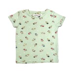 MANDARINE & CO. - T-shirt à manches courtes vert pâle avec imprimé de thé aux perles