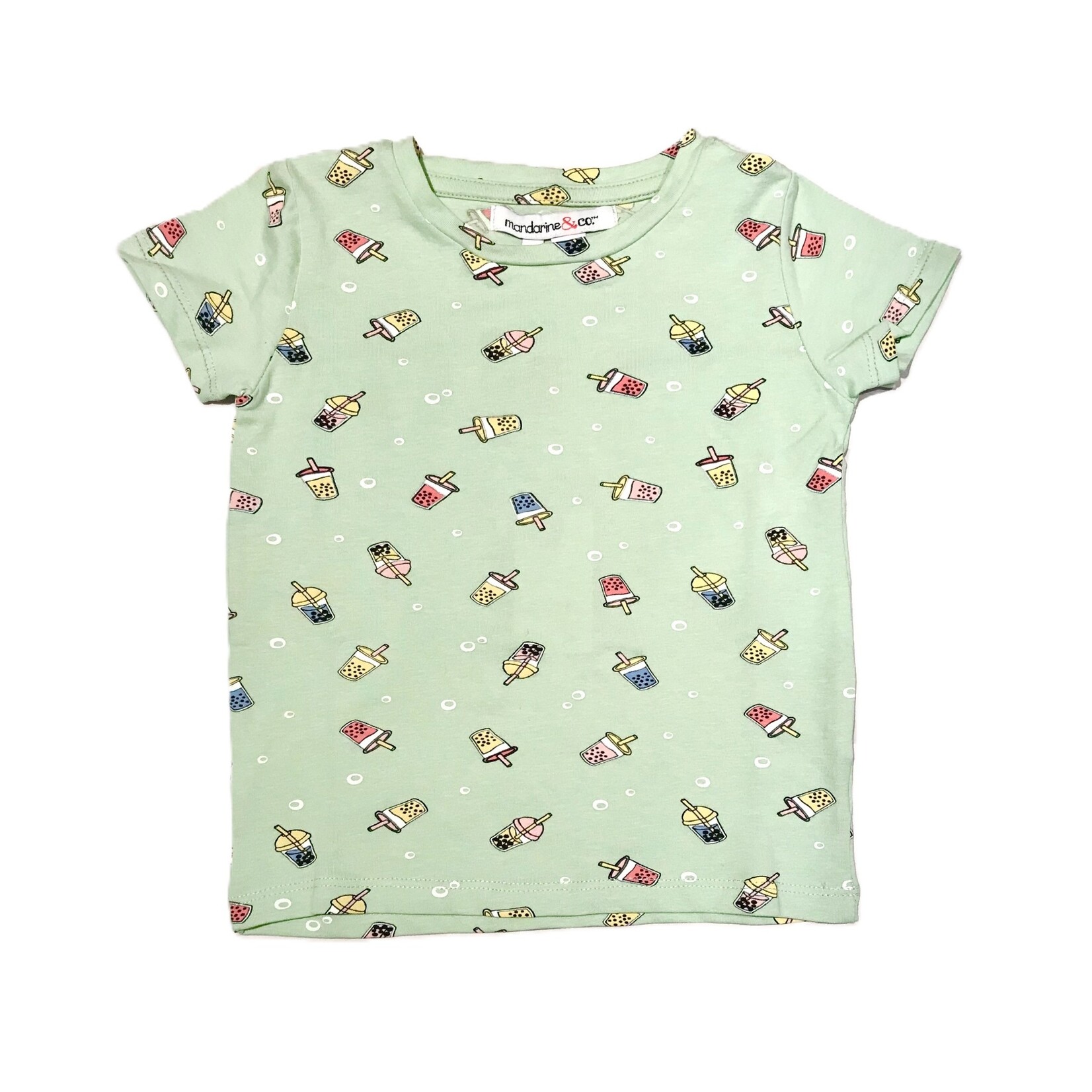 Mandarine & Co. MANDARINE & CO. - Light Green Short Sleeve T-Shirt with Bubble Tea Print