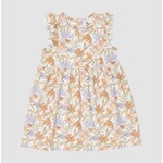 Coccoli COCCOLI - Shortsleeve dress with frills and allover lilac and coral flower print