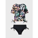 MANDARINE & CO. - Black two-piece swimsuit with colorful leaf print