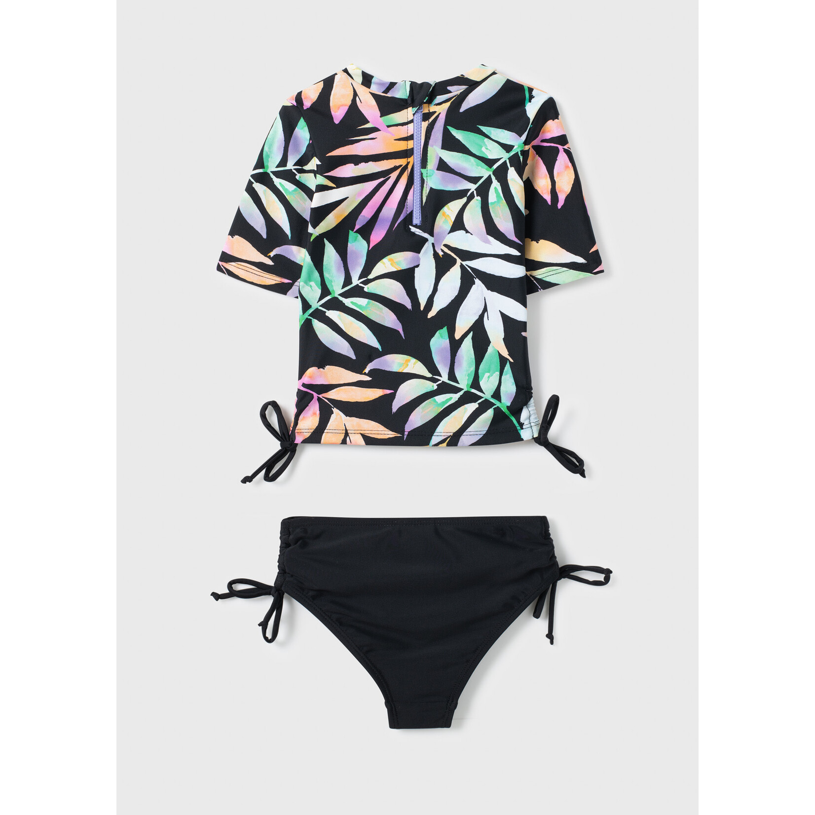 Mandarine & Co. MANDARINE & CO. - Black two-piece swimsuit with colorful leaf print