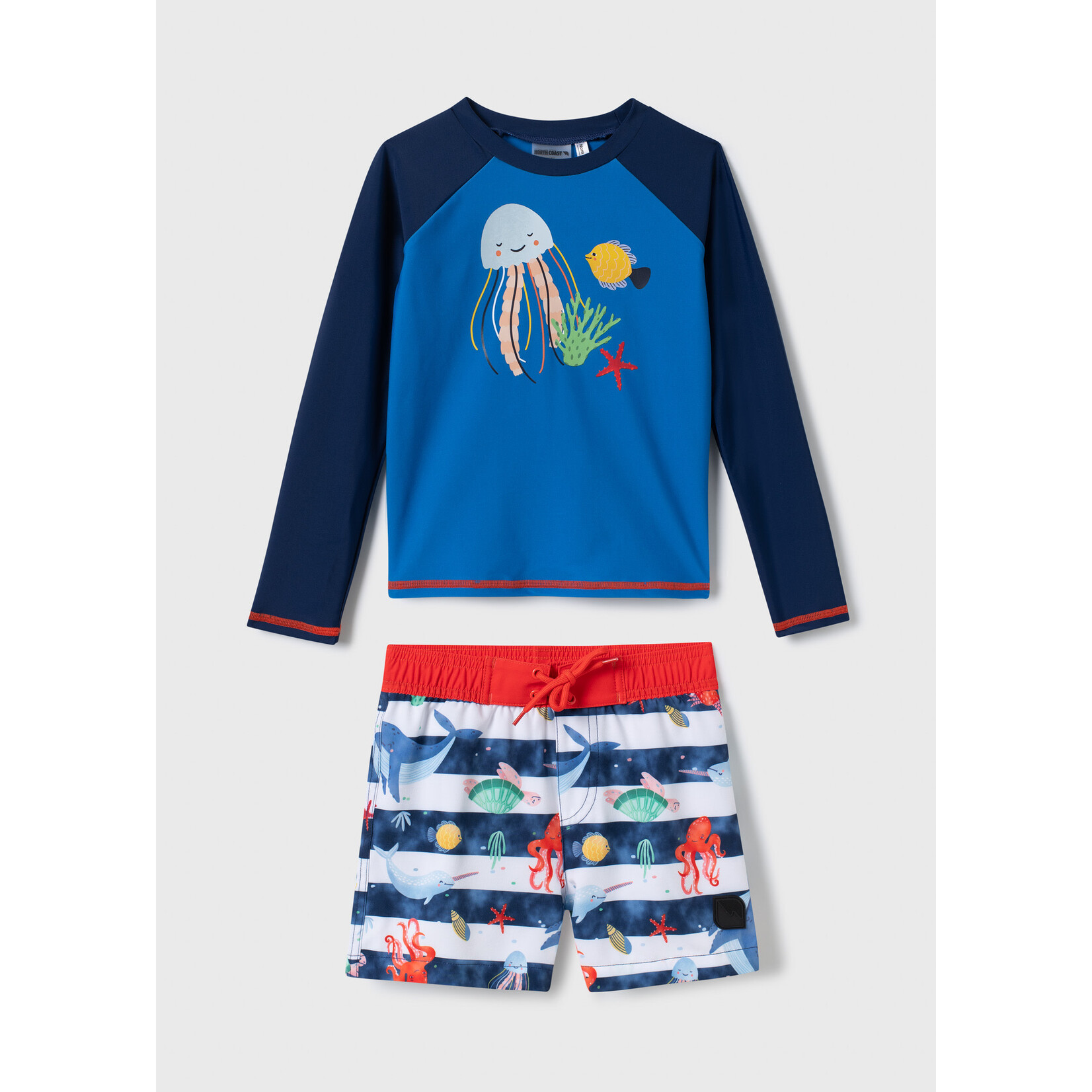 Northcoast NORTHCOAST -  Blue two-piece swimsuit with fish and jellyfish print