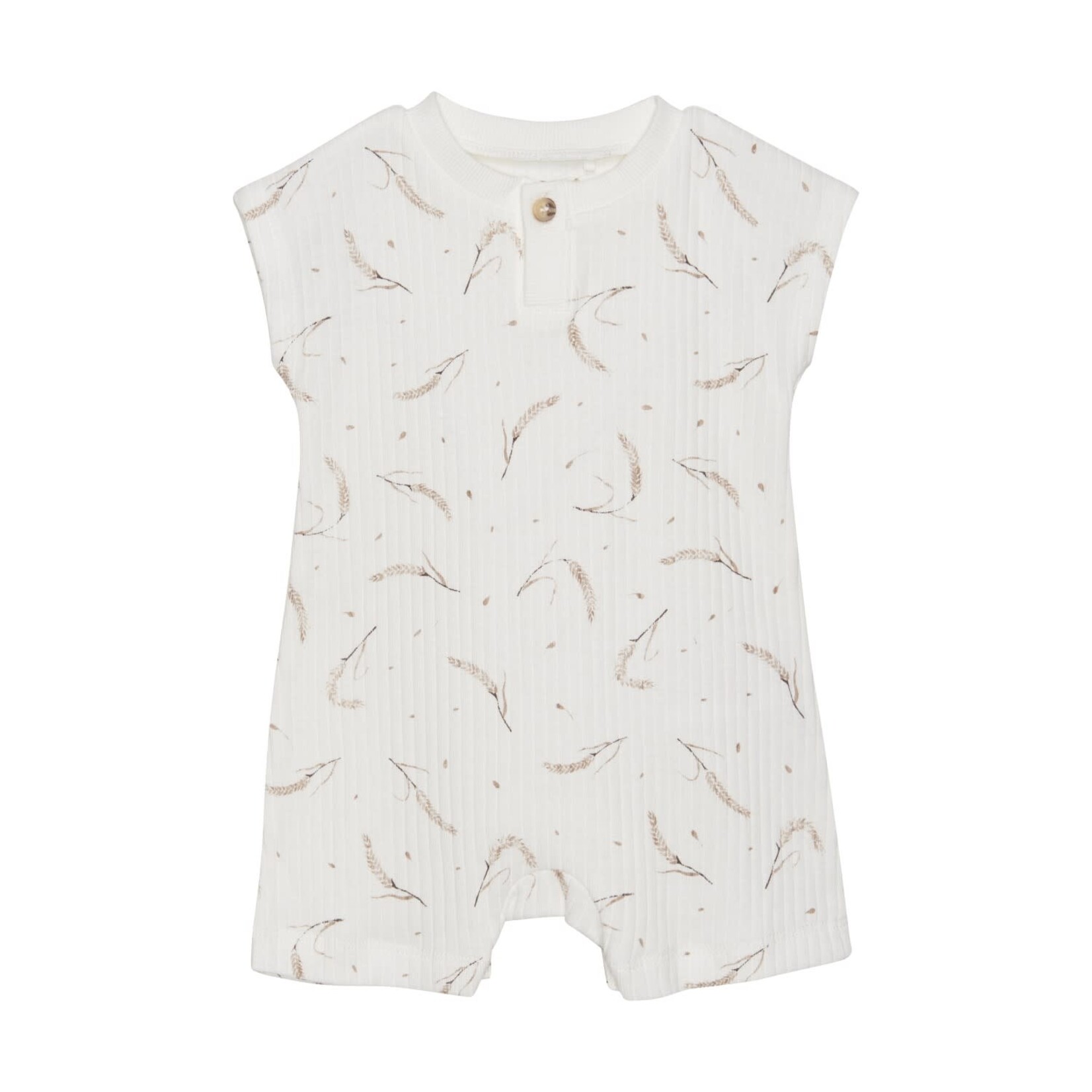 Fixoni FIXONI - White ribbed romper with straw sprig print