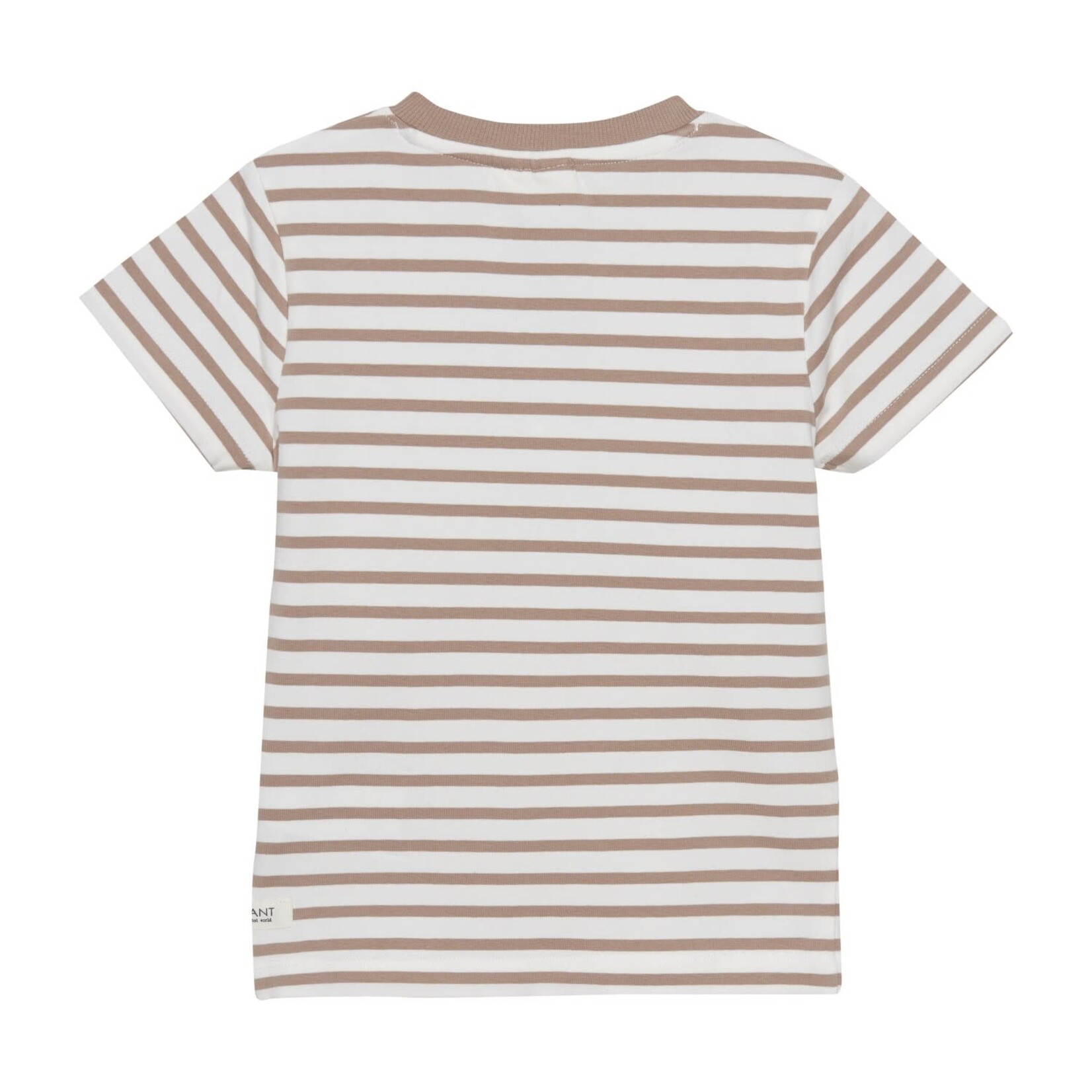 Enfant ENFANT - White short-sleeved T-shirt with sand stripes and buttons at the collar