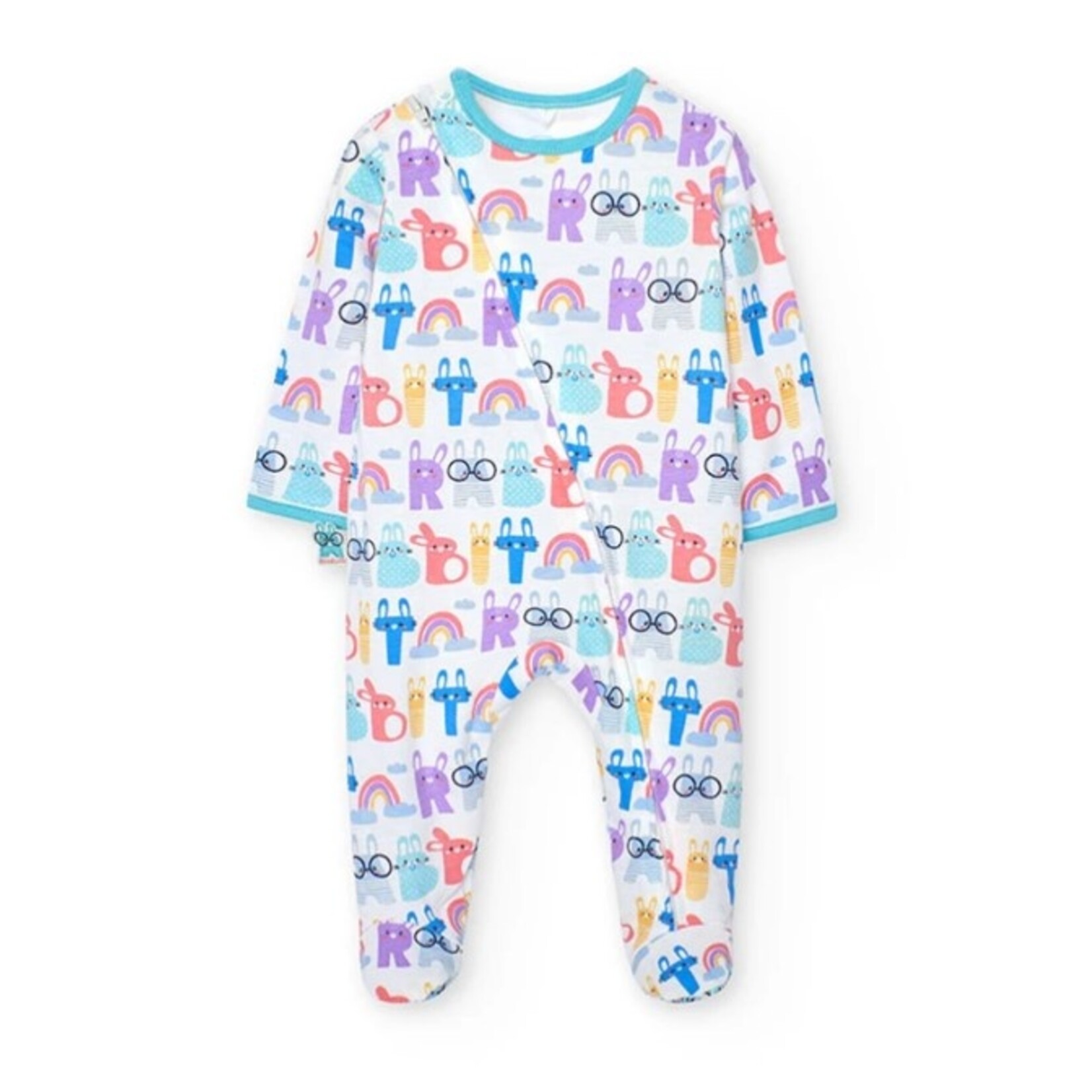 Boboli BOBOLI - Pyjama de bébé blanc avec imprimé multicolore 'Alphabet lapins'