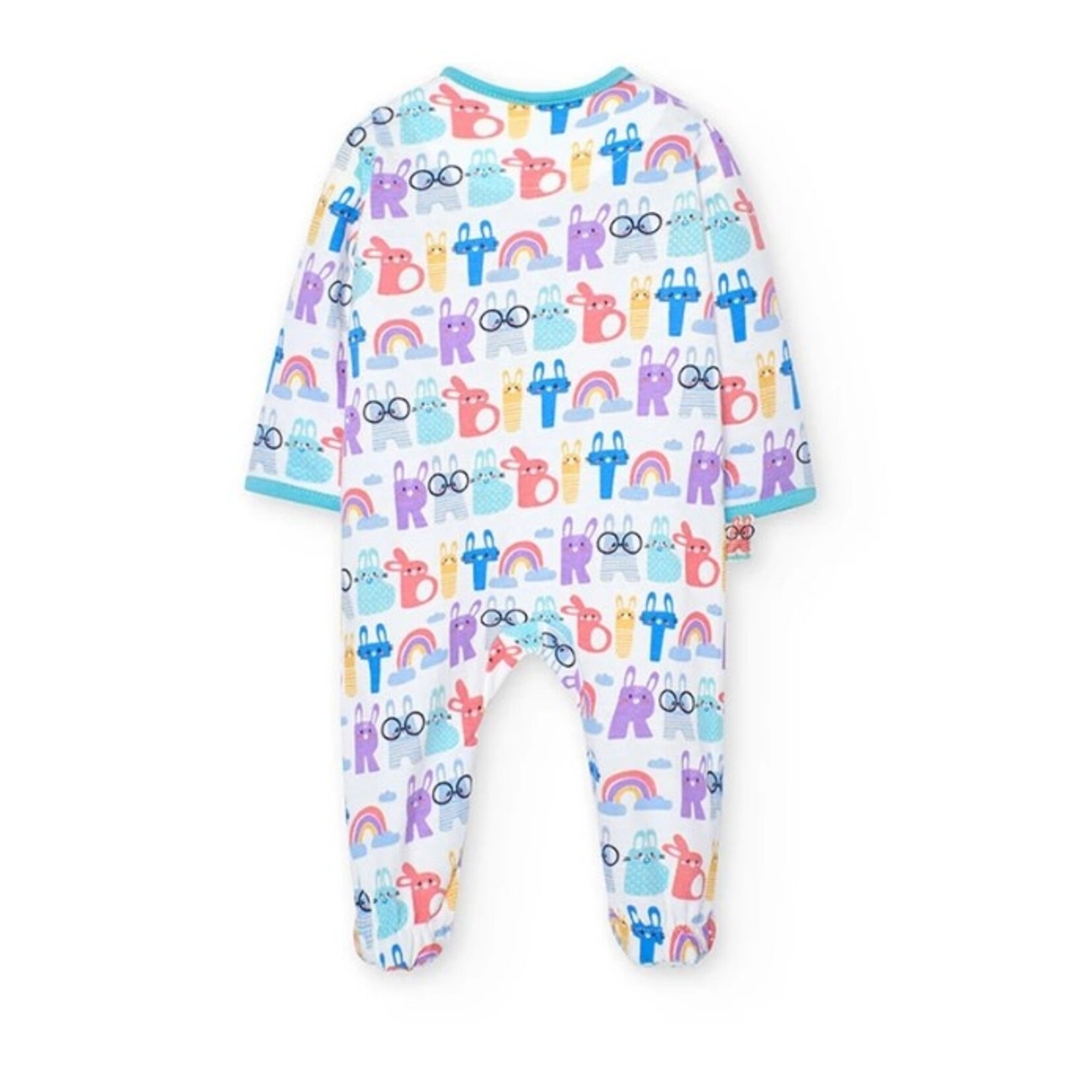 Boboli BOBOLI - Pyjama de bébé blanc avec imprimé multicolore 'Alphabet lapins'