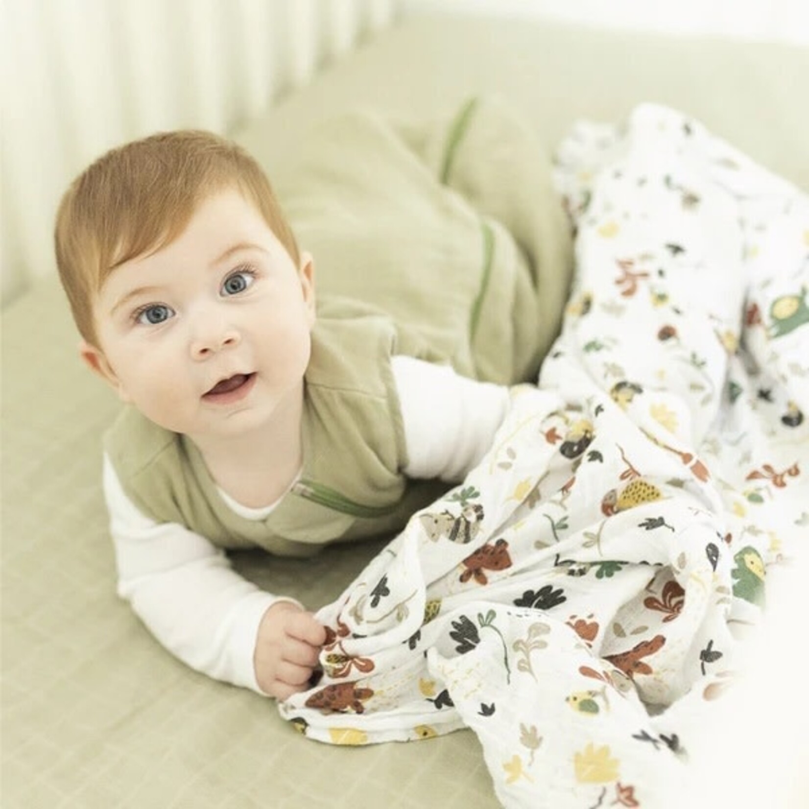 Perlimpinpin PERLIMPINPIN - Cotton muslin swaddle blanket - Green jungle