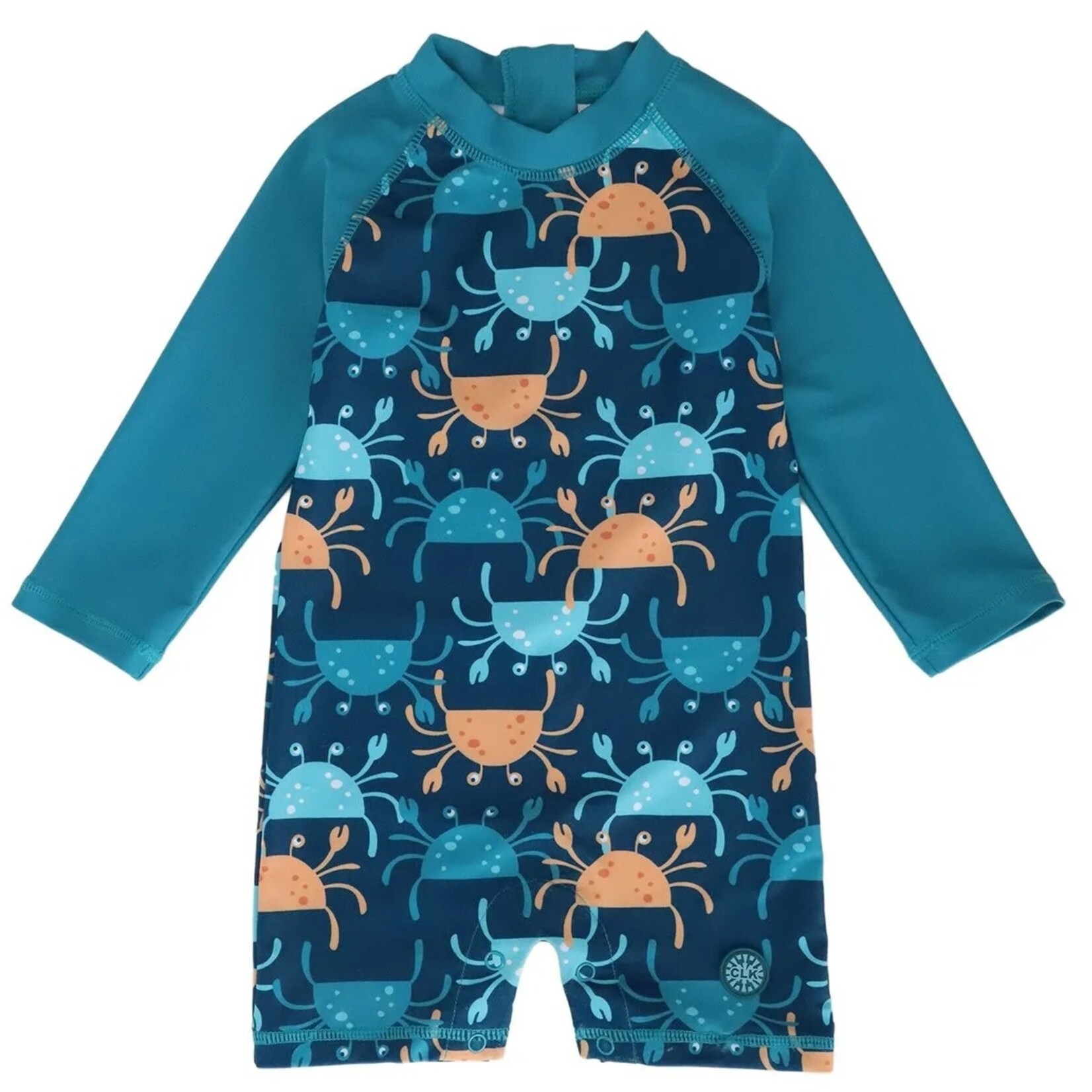 Calikids CALIKIDS - Teal Long Sleeve One Piece Swimsuit with Crab Print