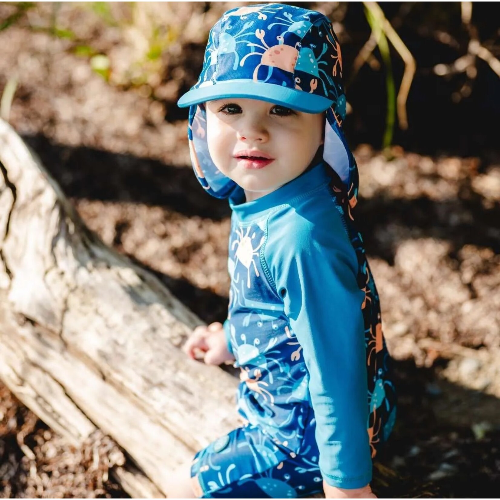 Calikids CALIKIDS - Maillot de bain une pièce à manches longues sarcelle avec imprimé crabes