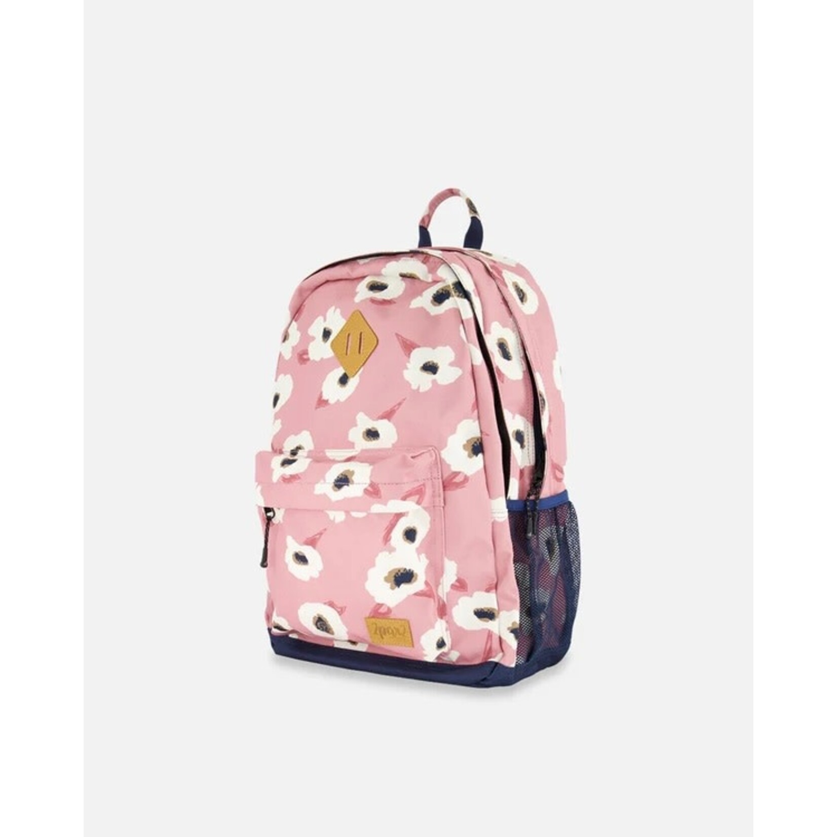 Deux par Deux DEUX PAR DEUX - Pink Backpack with Off White Flower Print 'Back to Cool!'