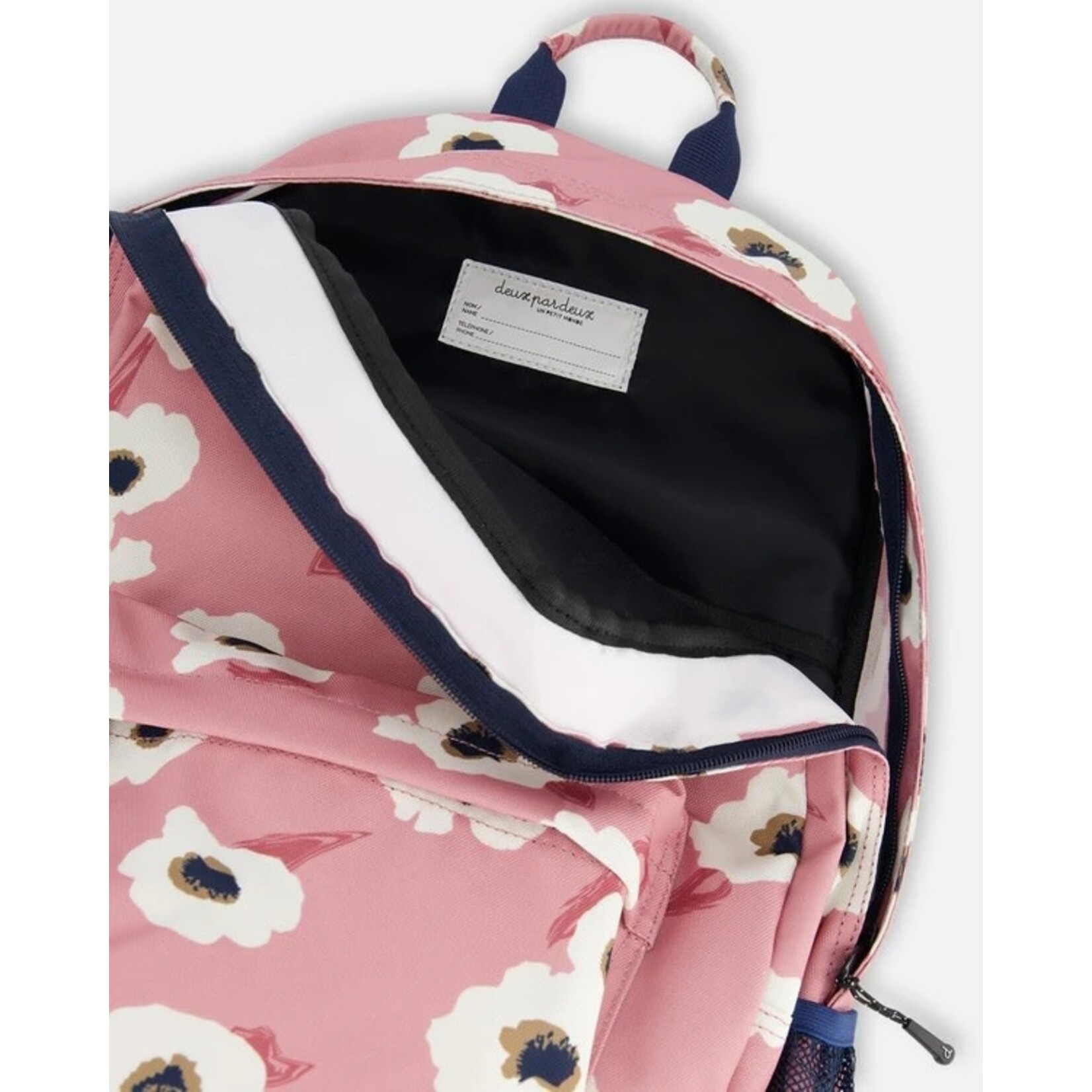 Deux par Deux DEUX PAR DEUX - Sac à dos rose avec imprimé de fleurs blanches 'Retour à l'école'