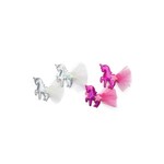 Great Pretenders GREAT PRETENDERS - Set of 2 Unicorn Barrettes with Tulle in Pink OR Silver