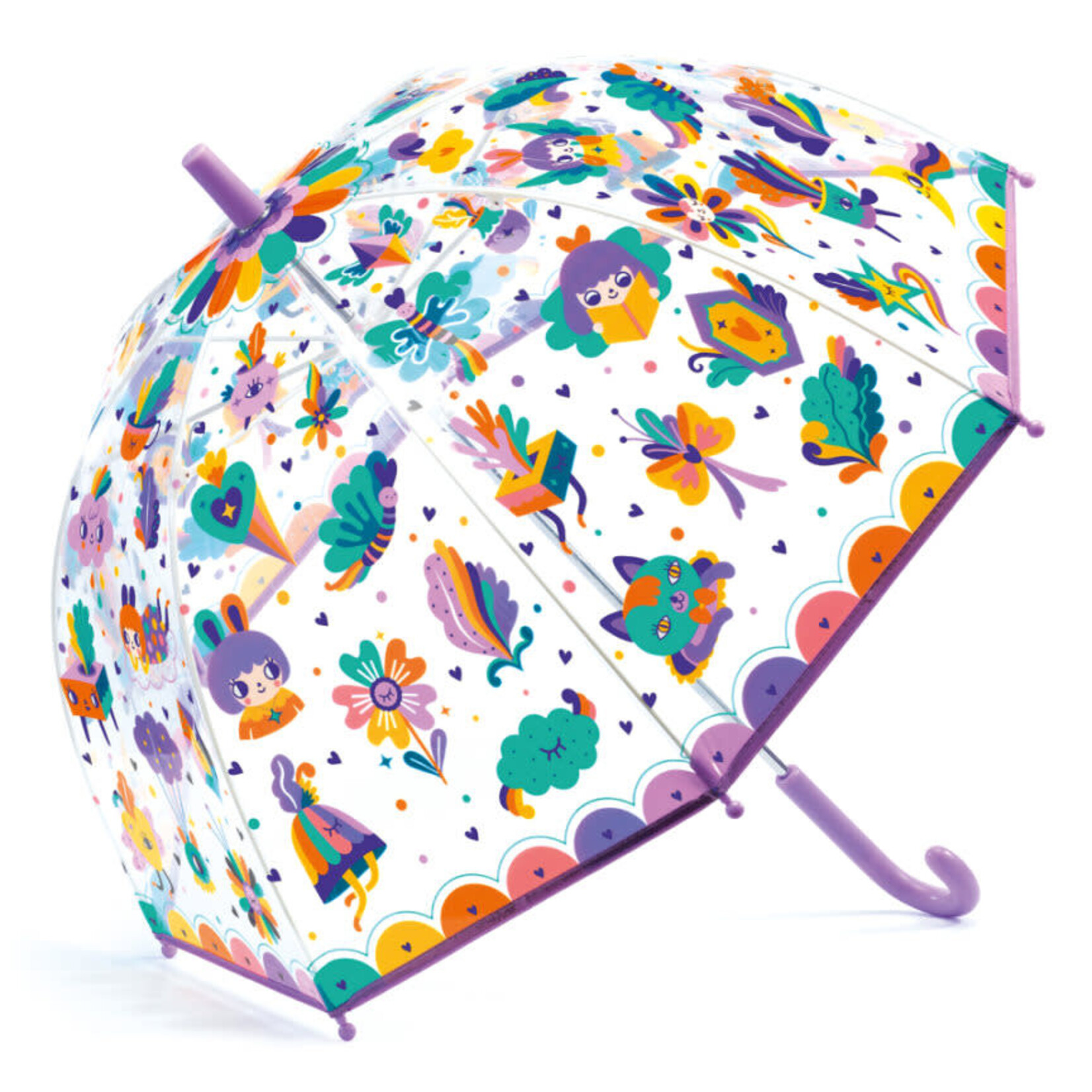 Djeco DJECO - Transparent Kid Sized Umbrella 'Pop rainbow'