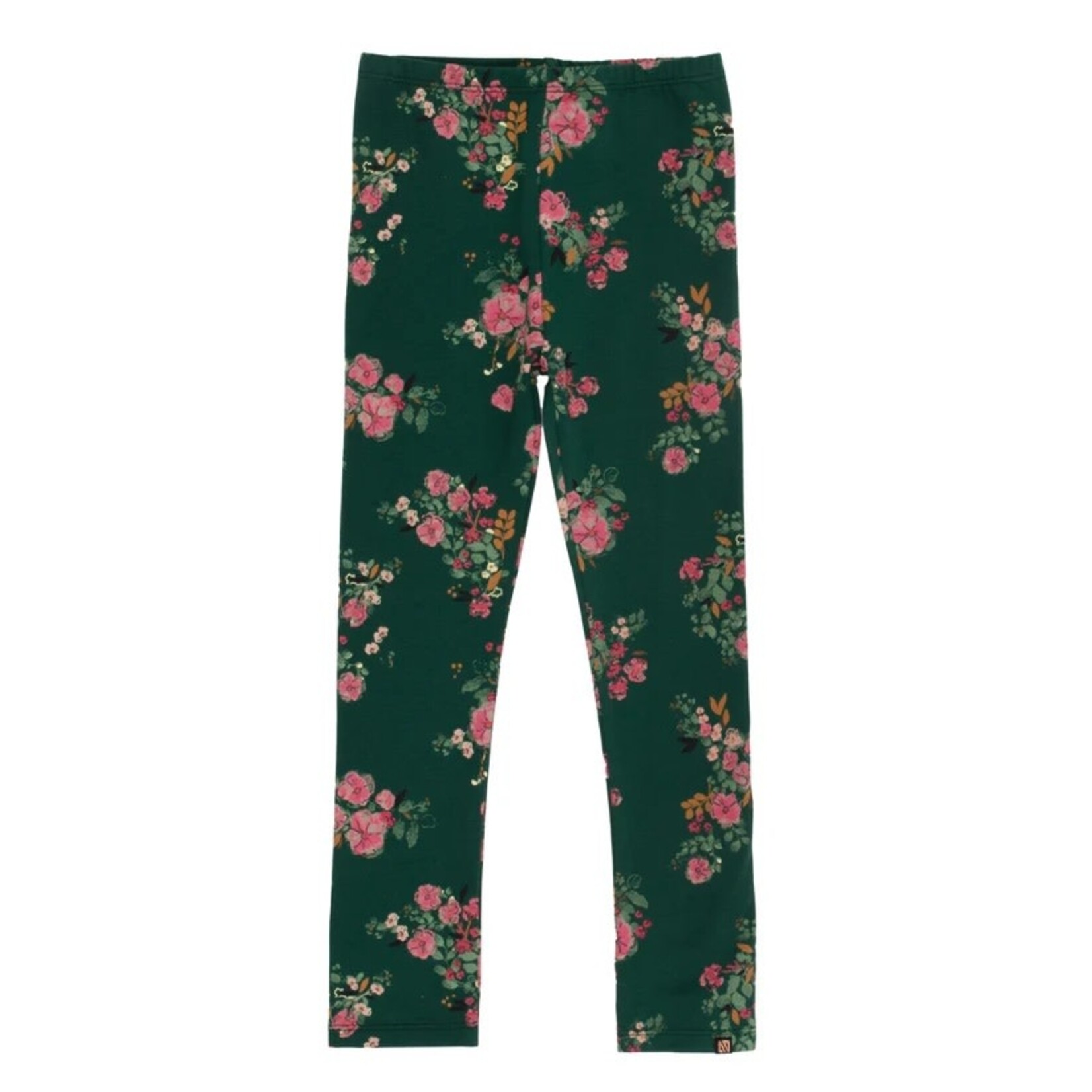 Nanö NANÖ - Forest Green Leggings with Pink Flower Print 'Monet's Gardens'