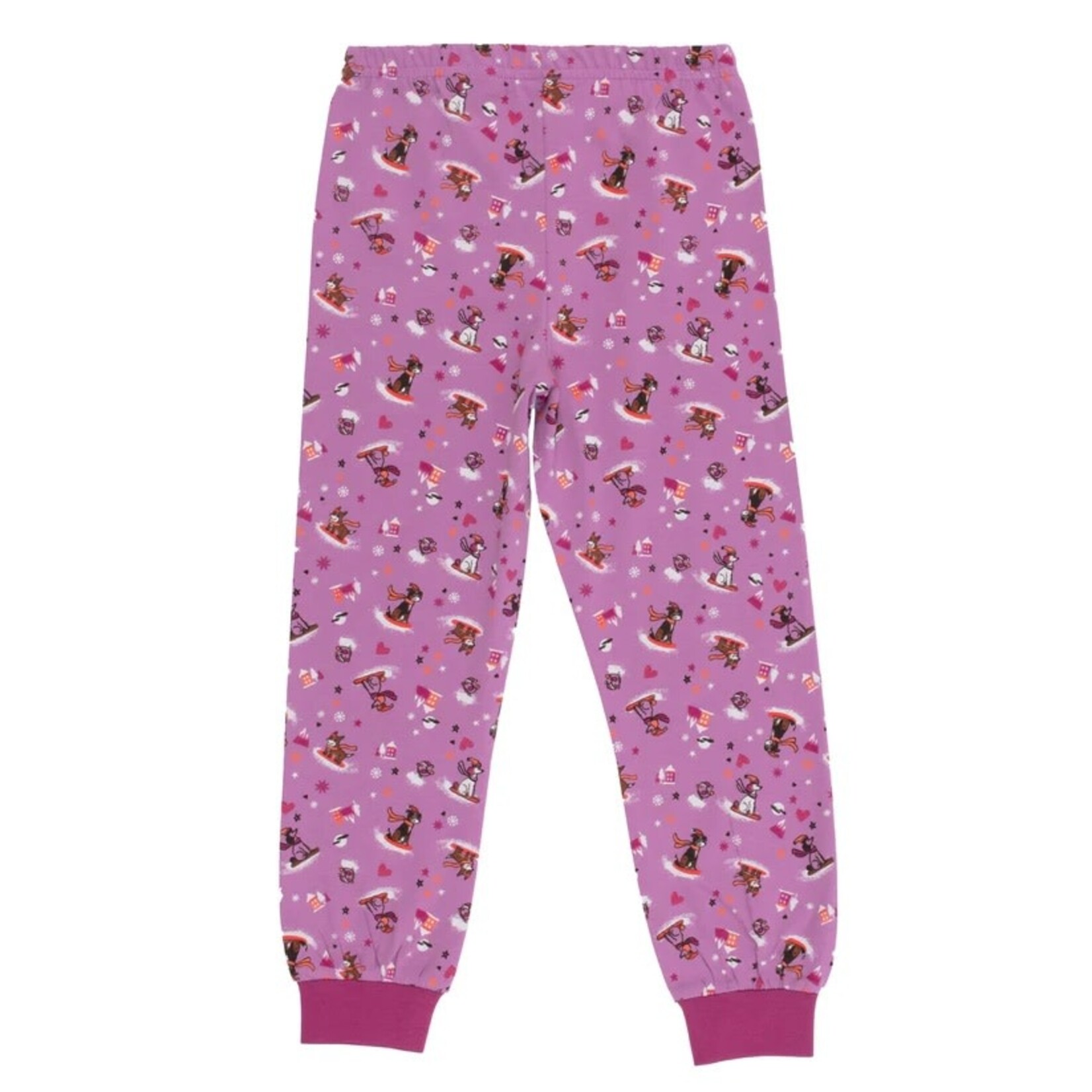 Nanö NANÖ - Pyjama 2 pièces beige chiné et mauve avec imprimée de glissades hivernales