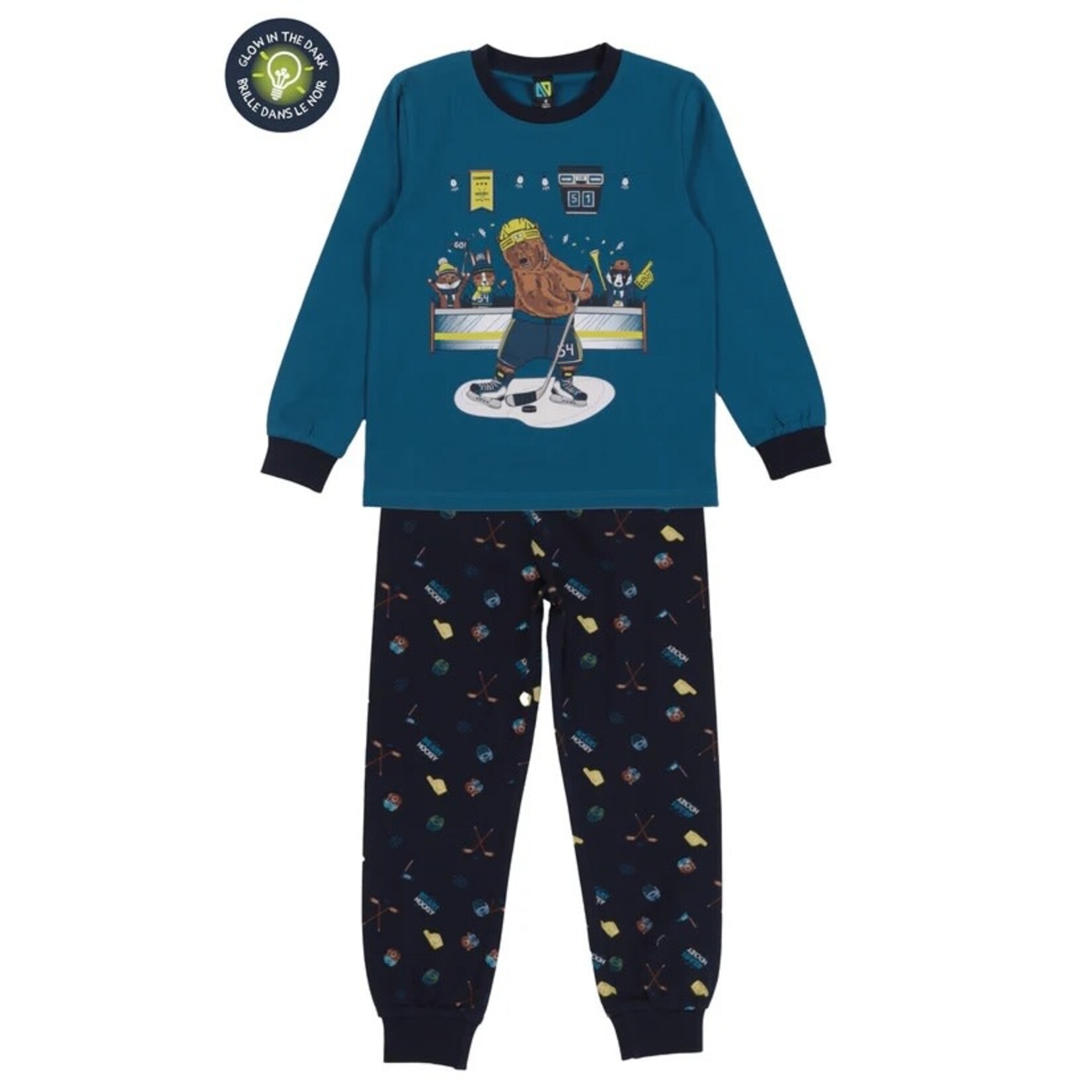 Nanö NANÖ - 2-piece teal pajama with hockey bear print