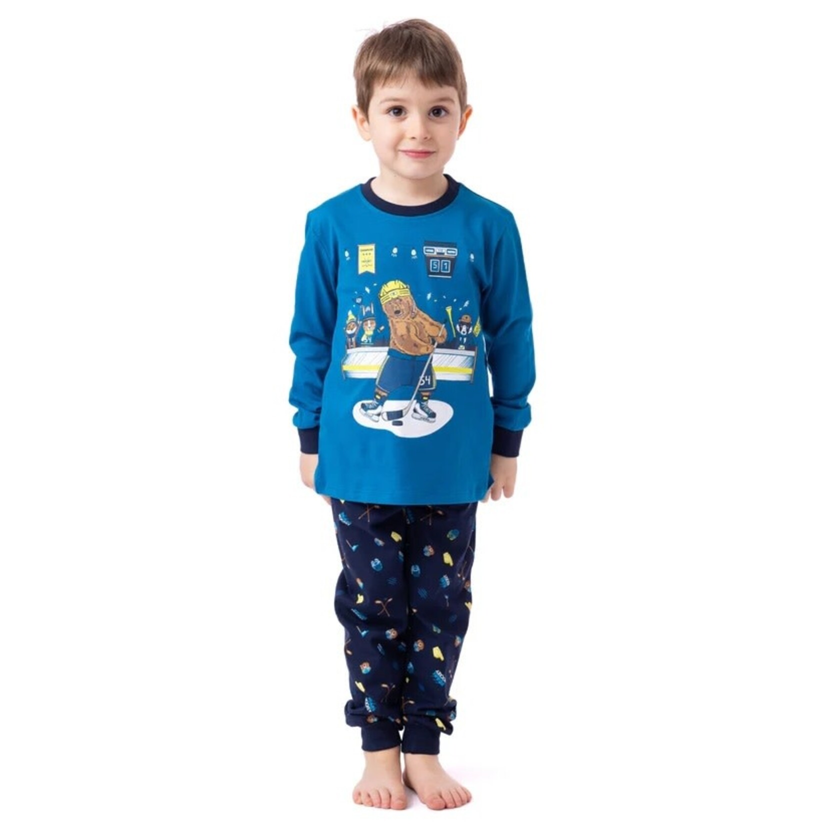 Nanö NANÖ - 2-piece teal pajama with hockey bear print