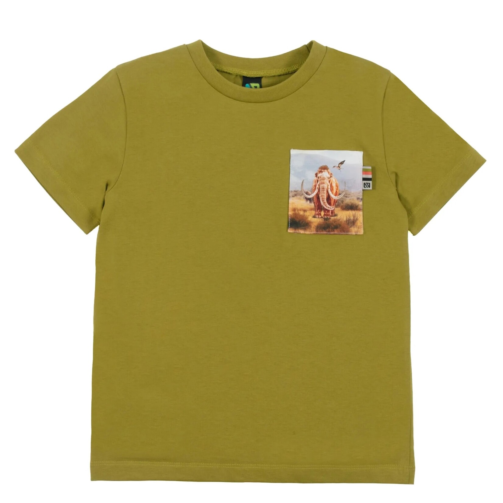 Nanö NANÖ - Olive Green T-Shirt with Mammoth Print Chest Pocket 'Wild Nature'