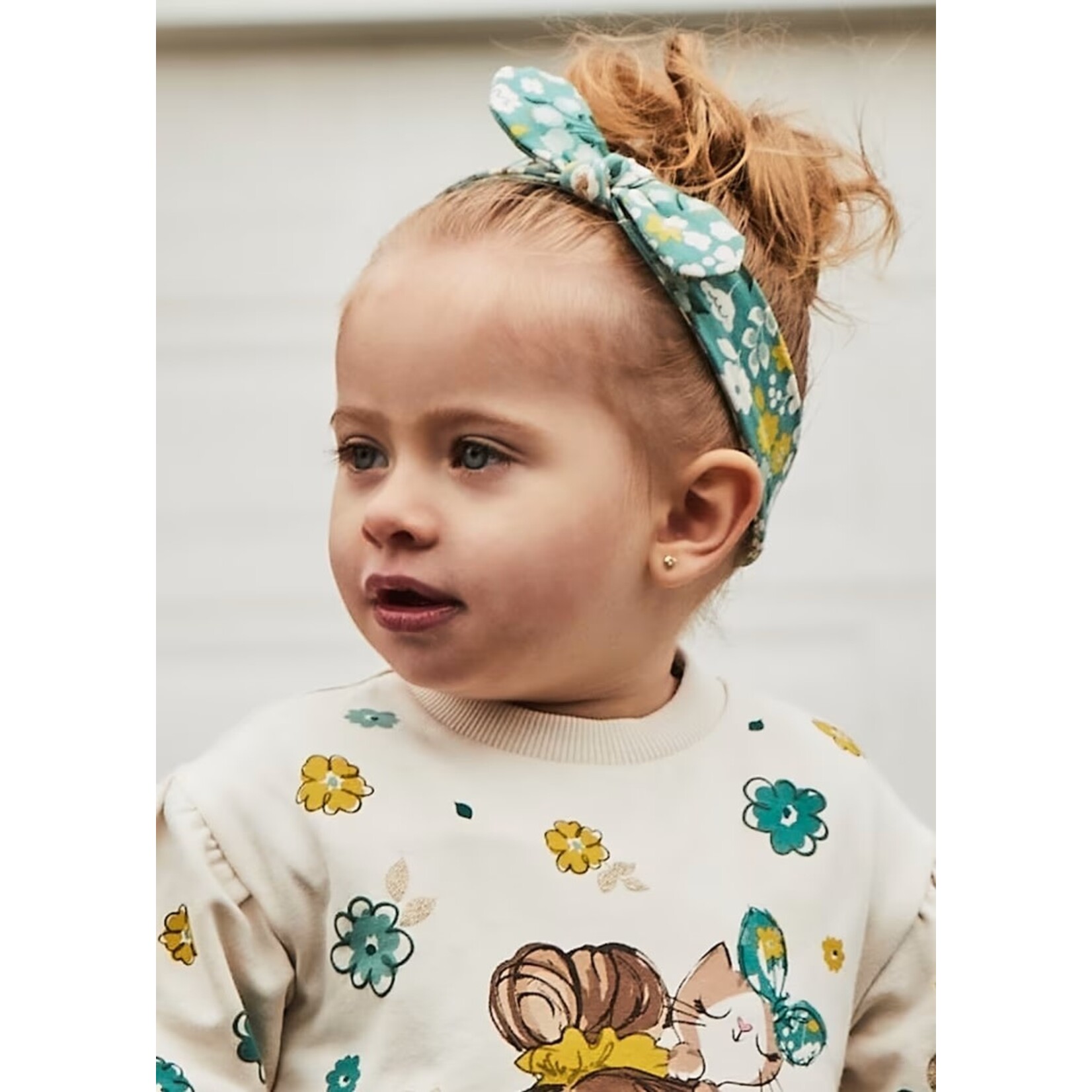 Mayoral MAYORAL - 3-piece set - Blue-green tunic, leggings and headband with floral pattern