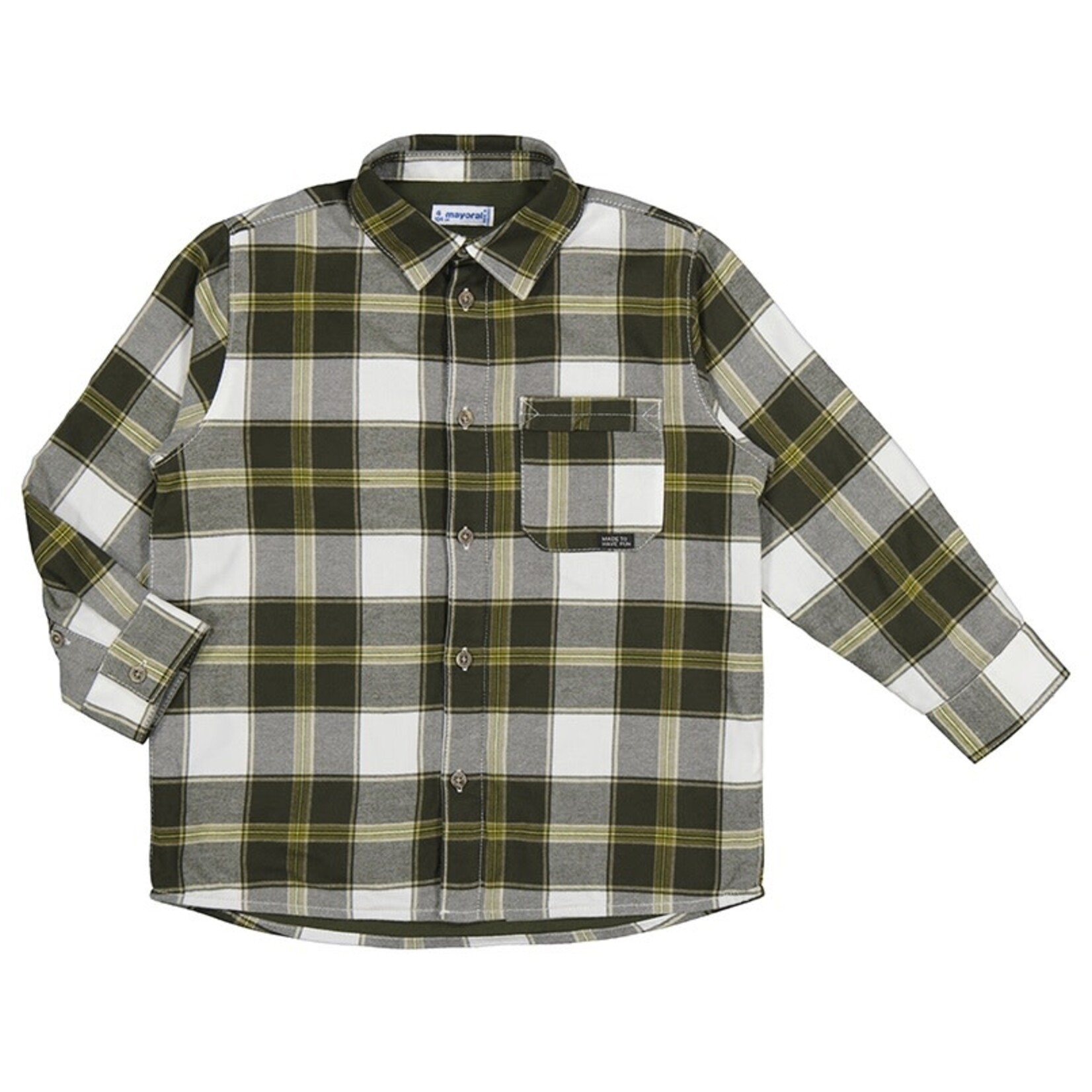 Mayoral MAYORAL - Khaki and white checkered long-sleeved shirt