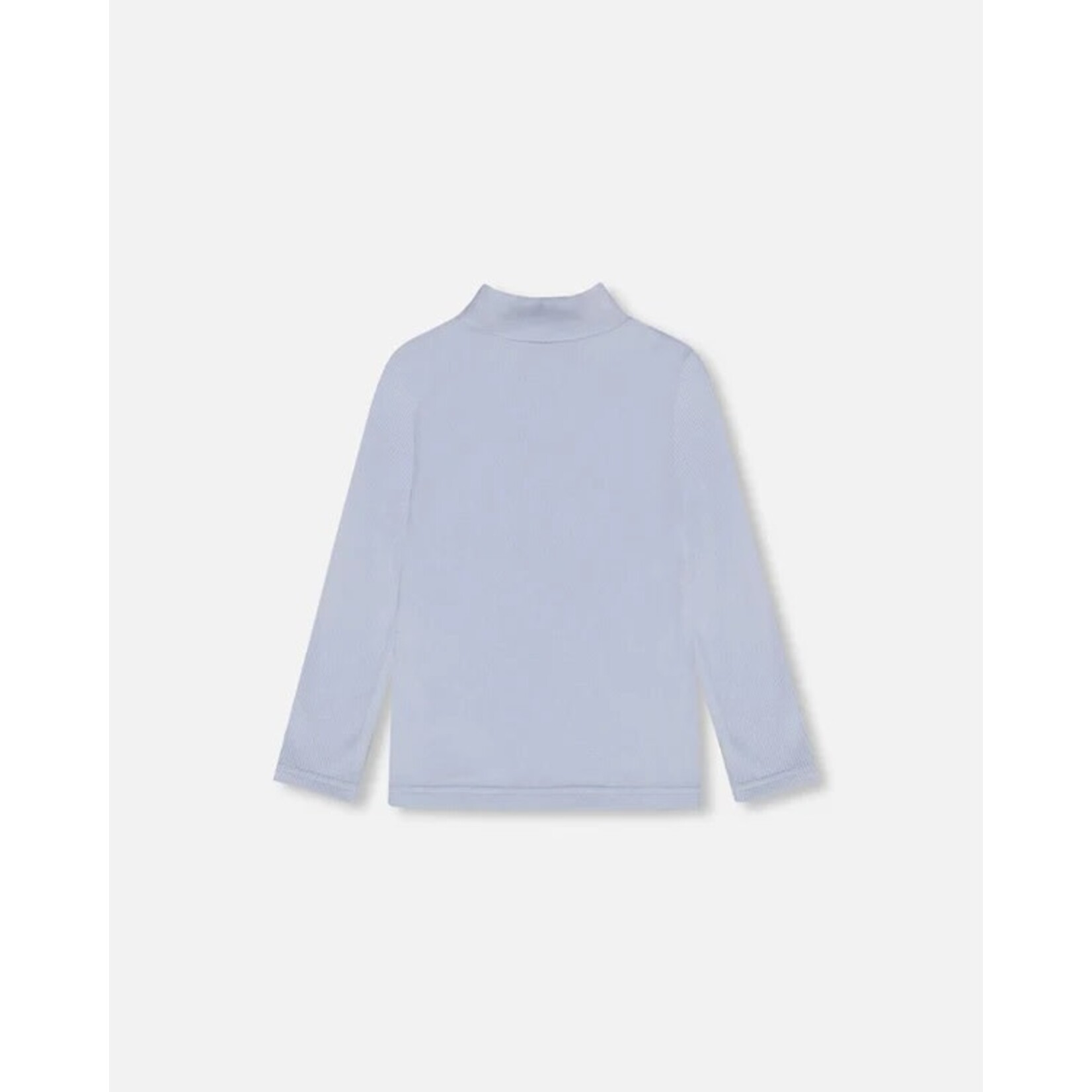 Deux par Deux DEUX PAR DEUX - Super soft pale blue brushed ribbed mock neck top