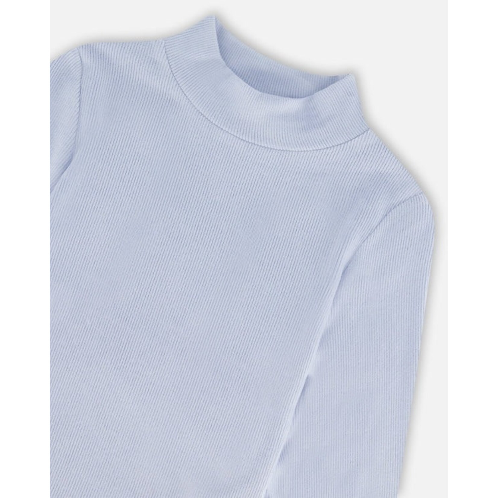 Deux par Deux DEUX PAR DEUX - Super soft pale blue brushed ribbed mock neck top