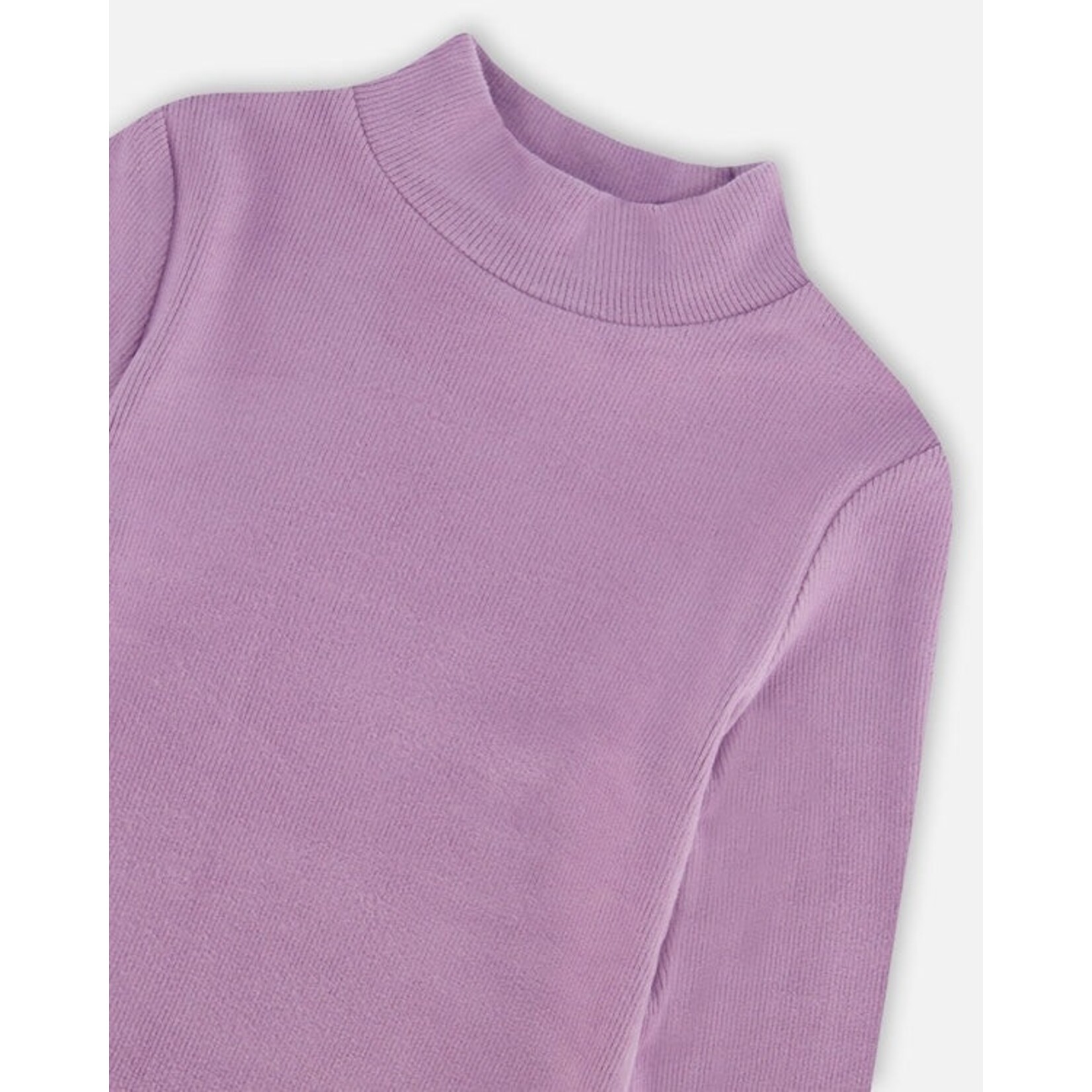 Deux par Deux DEUX PAR DEUX - Super soft lilac brushed ribbed mock neck top