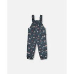 Deux par Deux DEUX PAR DEUX - Teal floral print Muslin overalls 'Edelweiss'