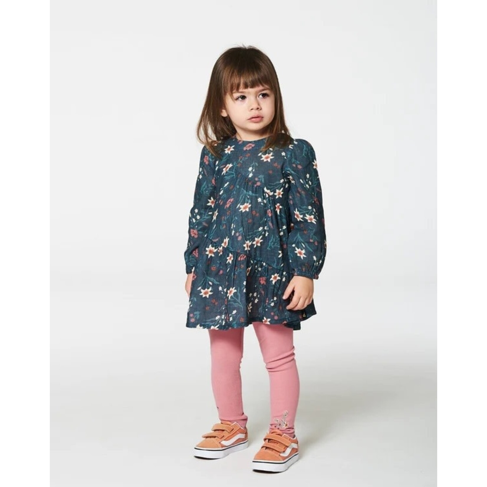 Deux par Deux DEUX PAR DEUX - Printed Muslin Long Top Teal With Flowers 'Edelweiss'