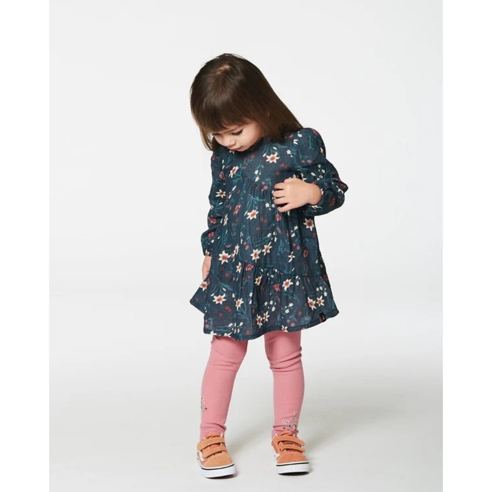 Deux par Deux DEUX PAR DEUX - Printed Muslin Long Top Teal With Flowers 'Edelweiss'