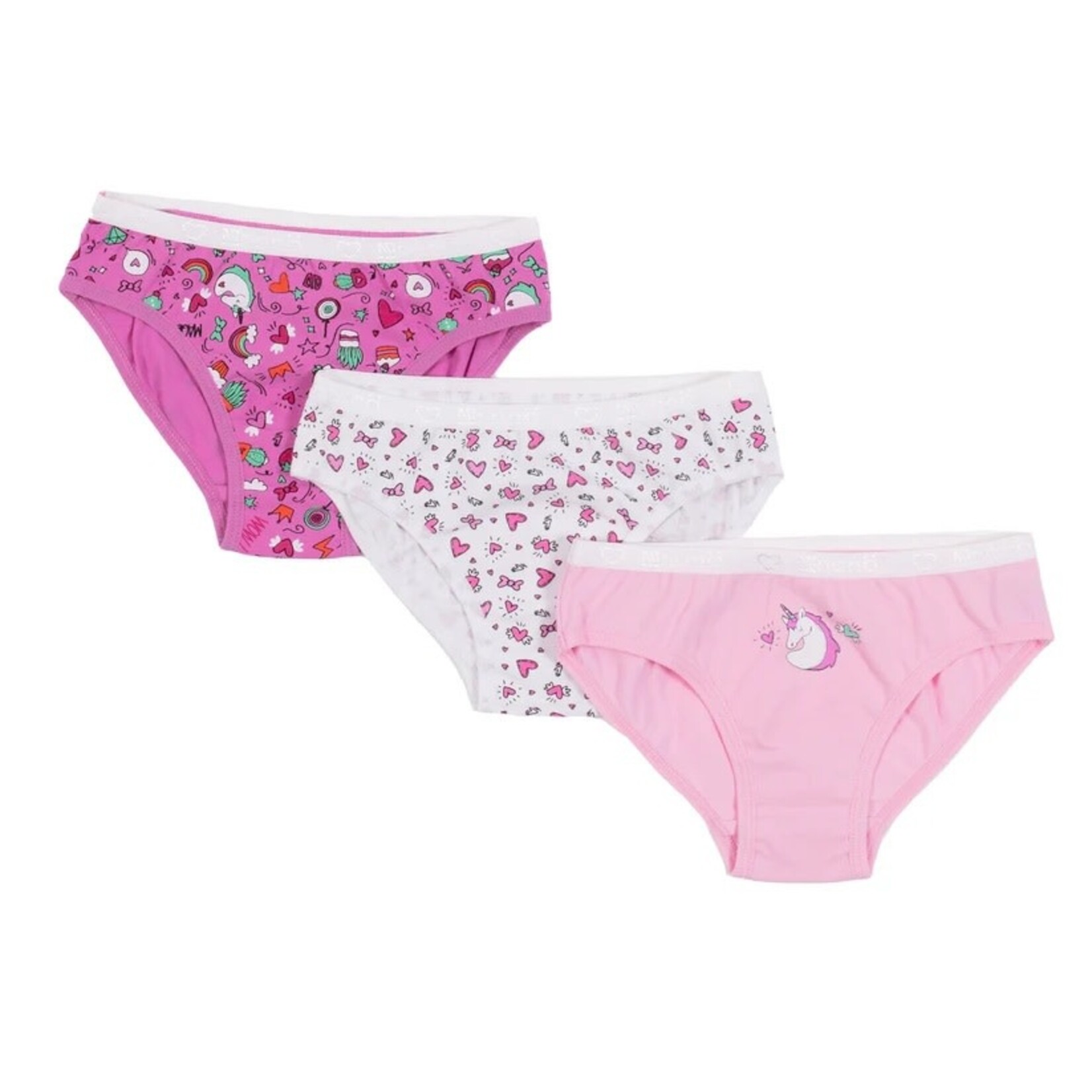 Nanö NANÖ -Pack of 3 Underwear 'Unicorns and Hearts - Pink and White'