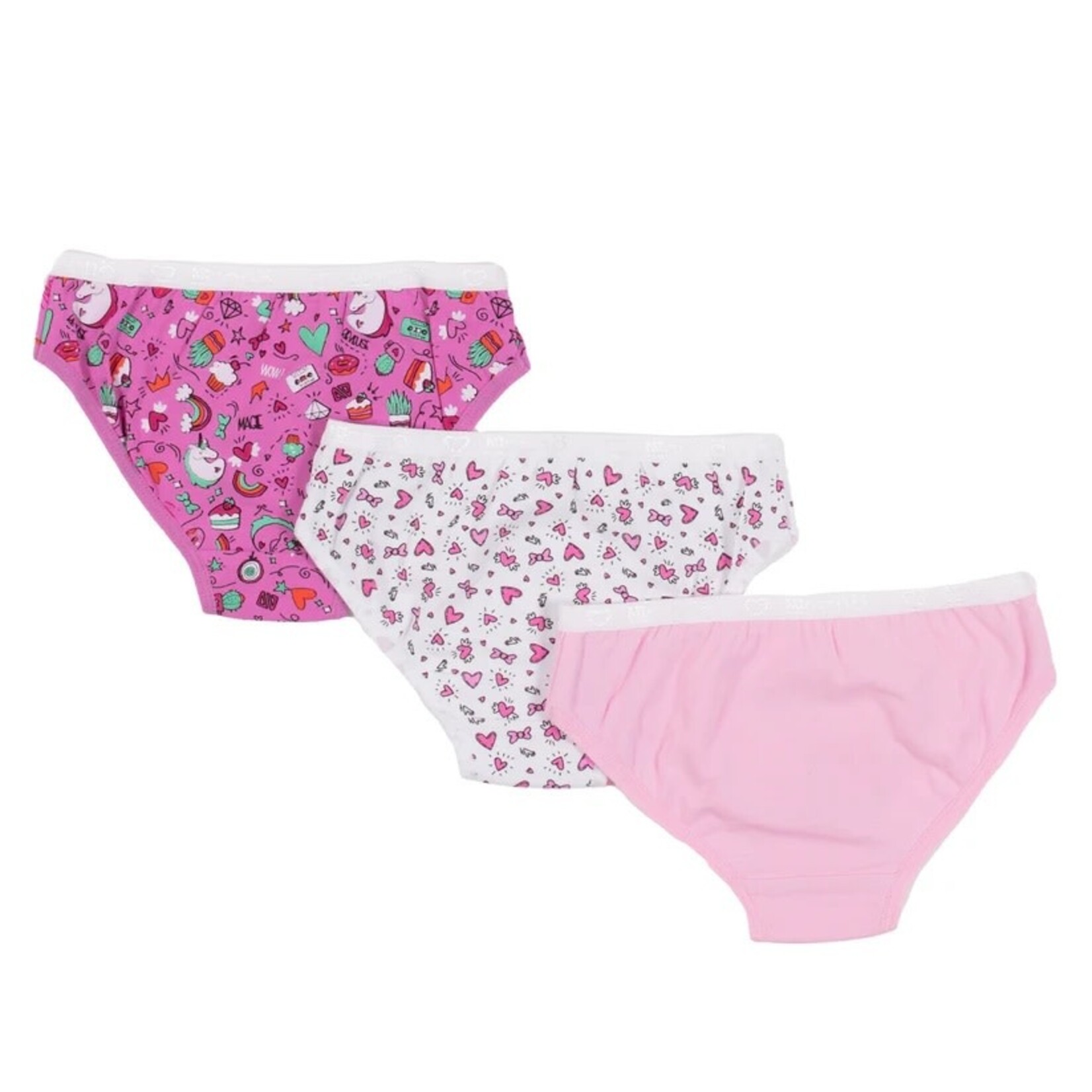 Nanö NANÖ - Lot de 3 culottes 'Licornes et coeurs - Rose et blanche'