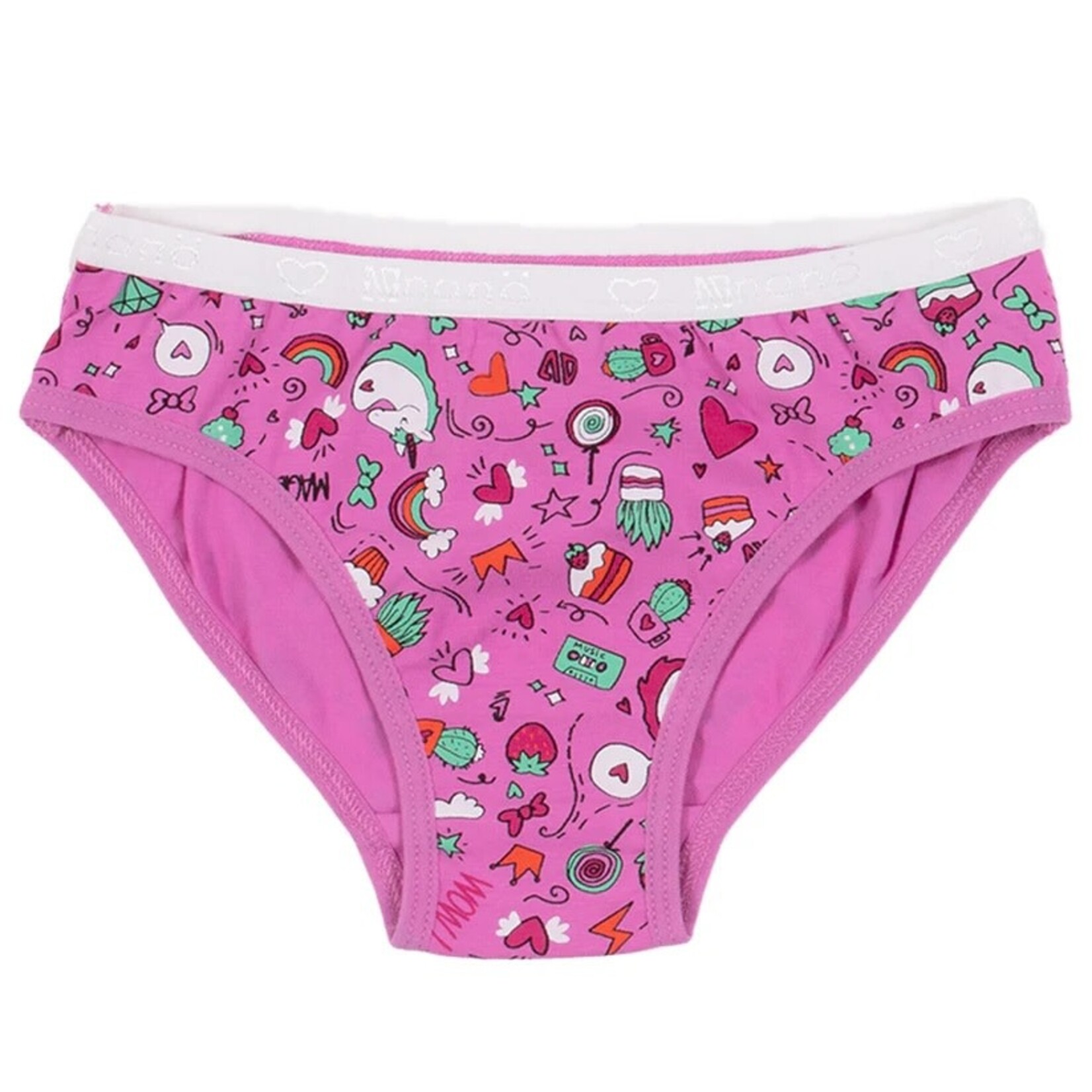 Nanö NANÖ - Lot de 3 culottes 'Licornes et coeurs - Rose et blanche'