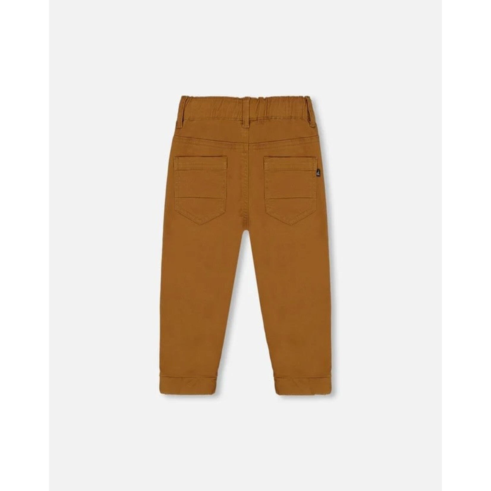 Deux par Deux DEUX PAR DEUX - Stretch Twill Pleated Knee Jogger Pants in Caramel Brown