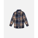 Deux par Deux DEUX PAR DEUX - Long Sleeve Plaid Shirt in Blue And Hazel 'Forest Adventure'