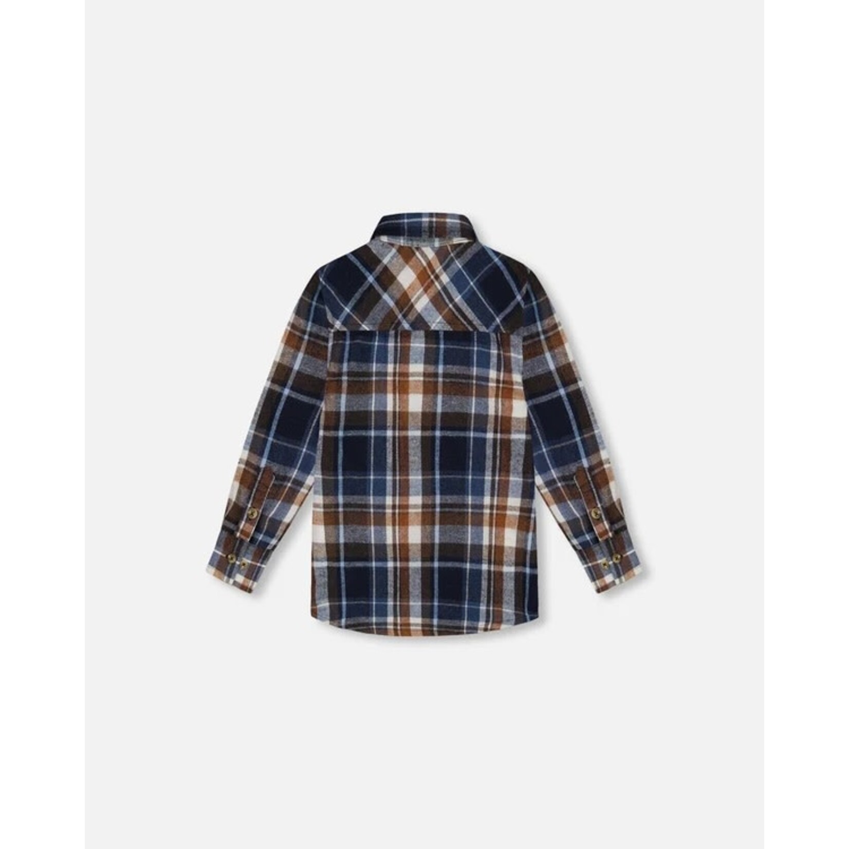 Deux par Deux DEUX PAR DEUX - Chemise en flanelle à carreaux bleu et noisette 'Aventure en forêt'