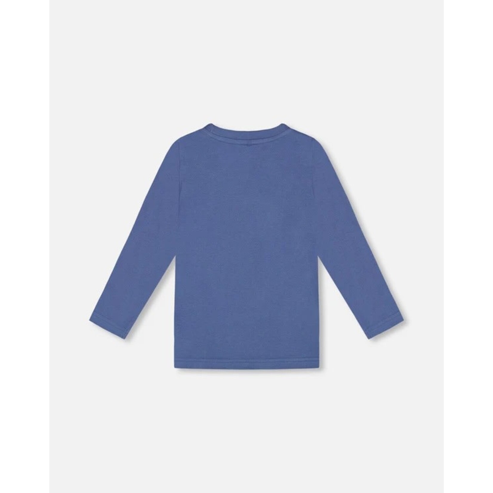 Deux par Deux DEUX PAR DEUX - Blue Long Sleeve T-Shirt with Fox Appliqué 'Forest Adventure'