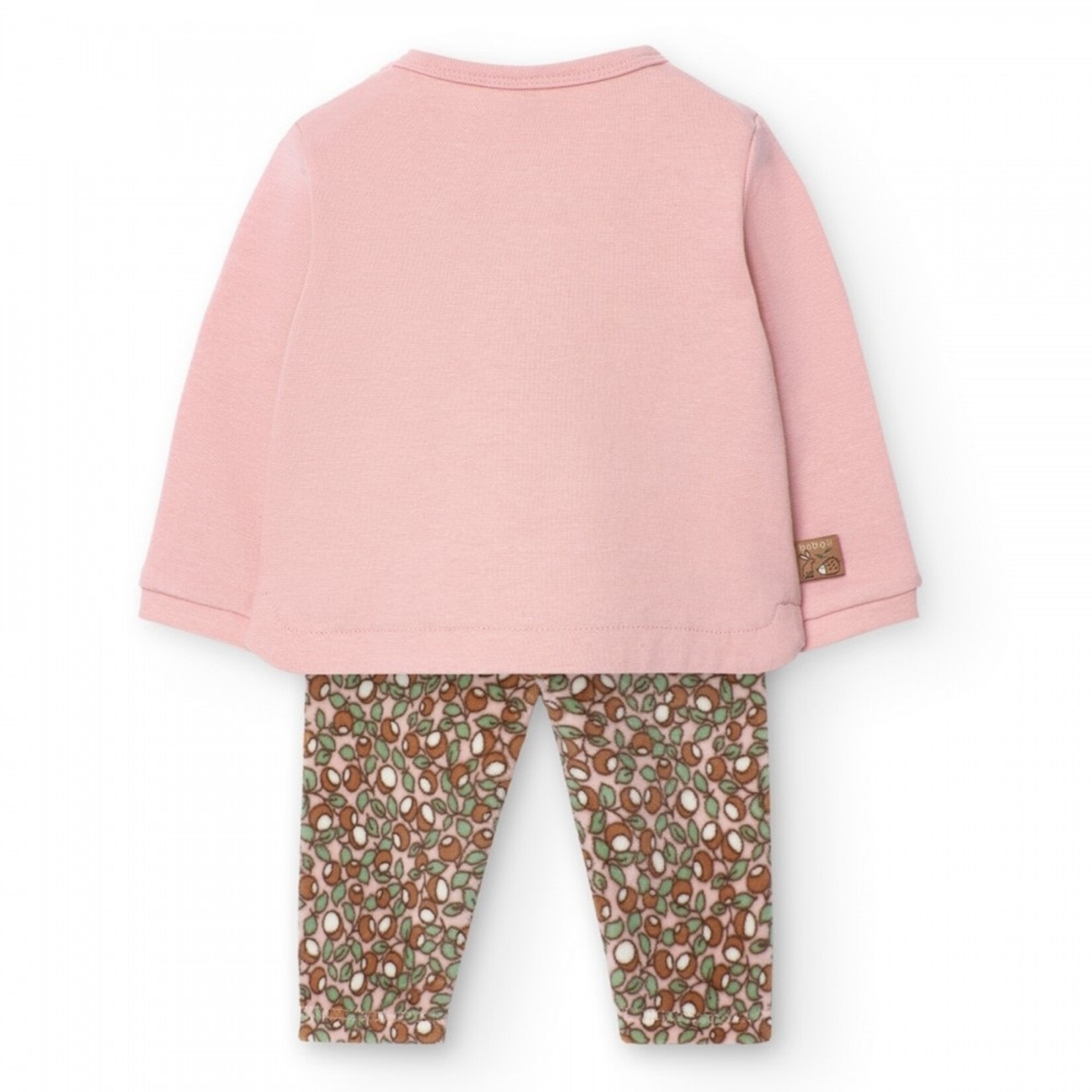 Boboli BOBOLI - Ensemble chandail rose avec appliqué ourson et legging en velours imprimé